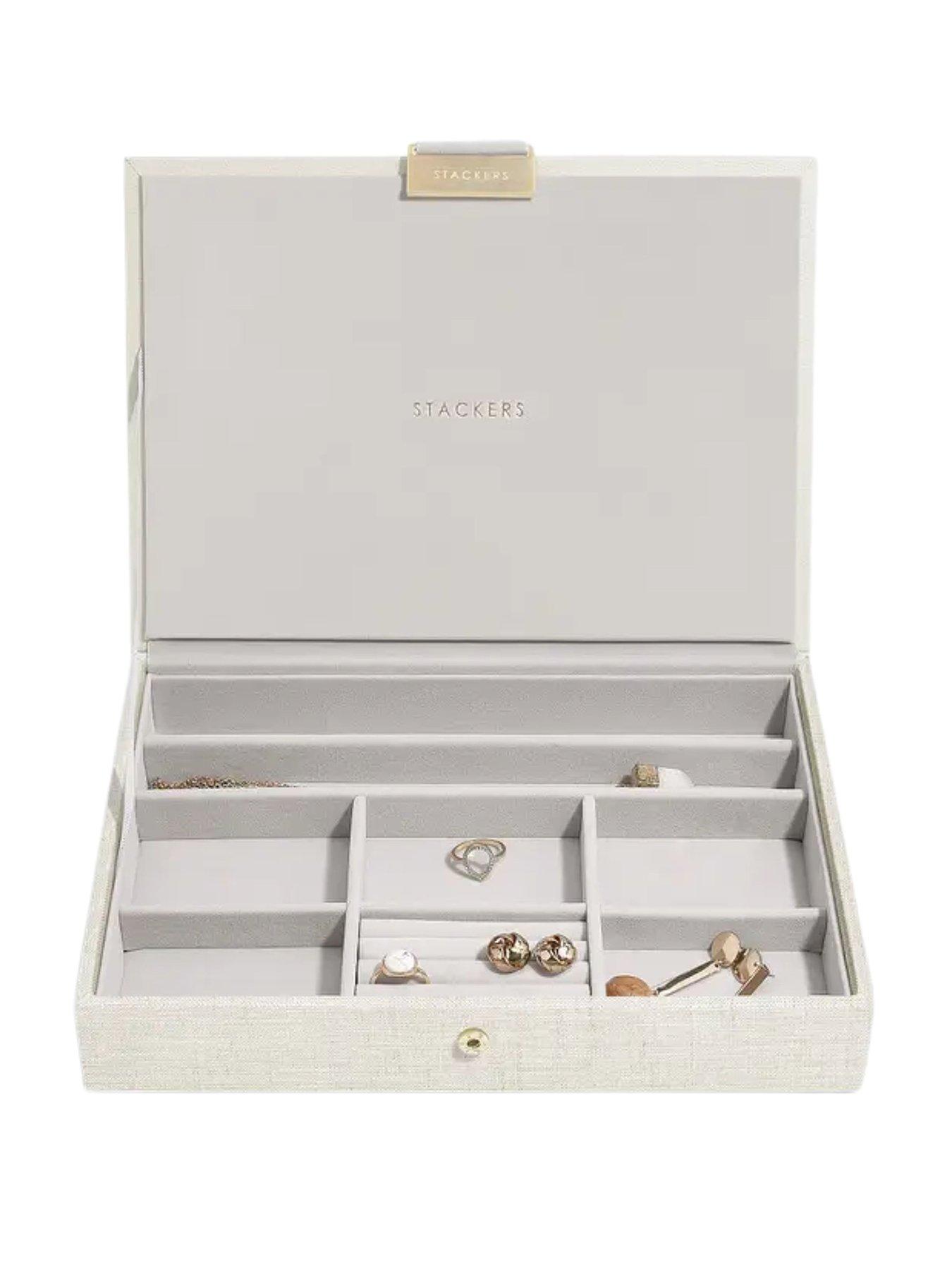 front image of stackers-oatmeal-linen-classic-jewellery-box-lid