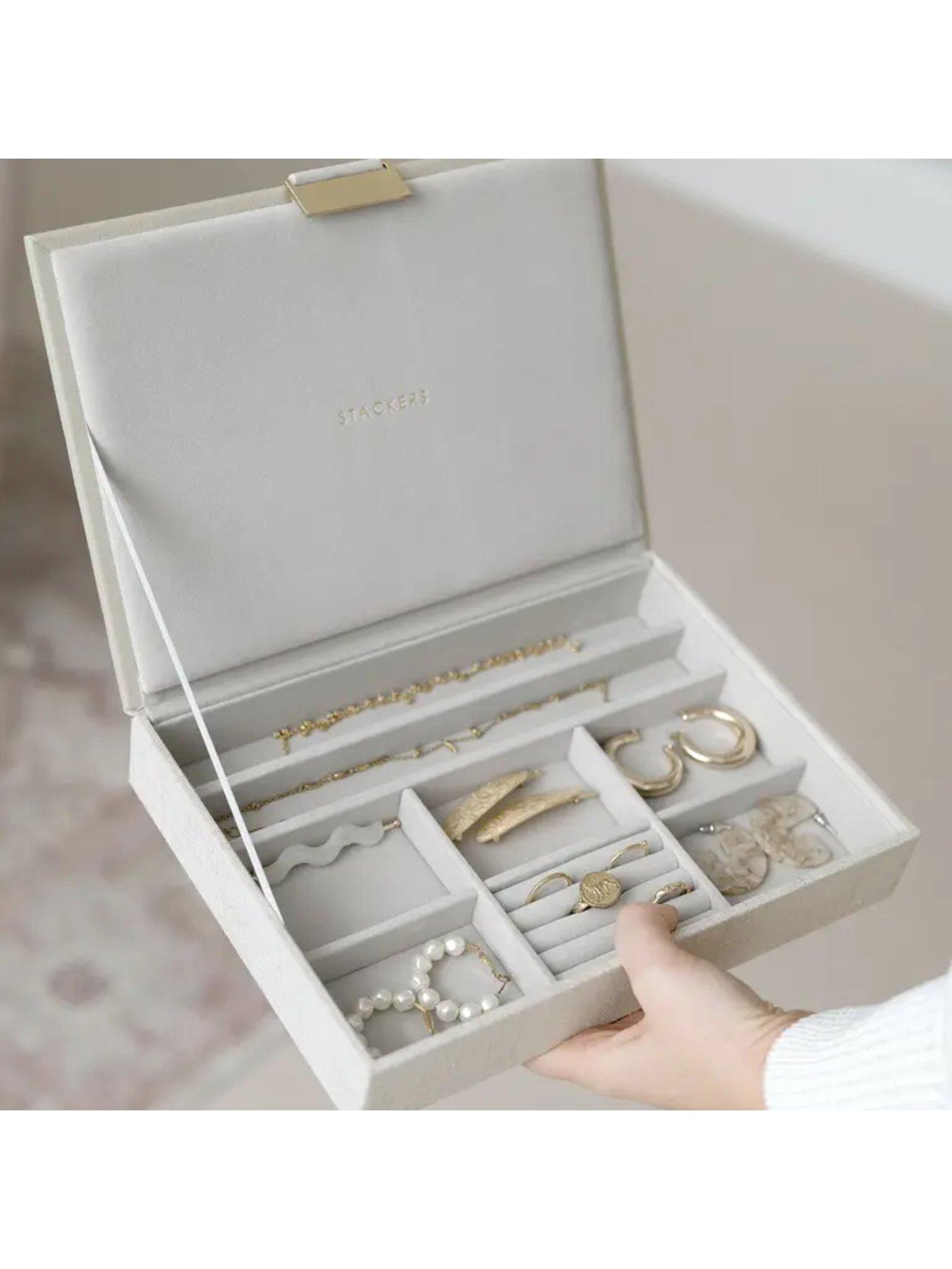 stillFront image of stackers-oatmeal-linen-classic-jewellery-box-lid