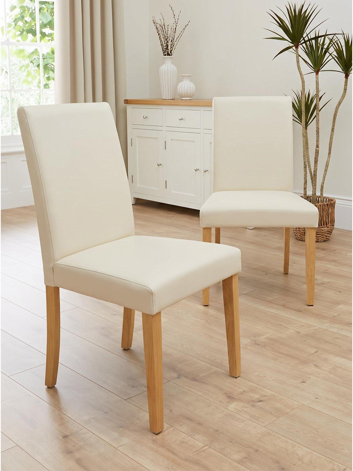 Image 1 of 4 of The Very Collection Primo Pair of&nbsp;Faux Leather Dining Chairs - Cream/Oak