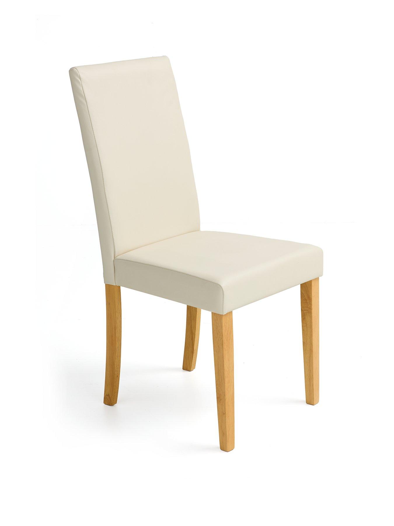 Image 2 of 4 of The Very Collection Primo Pair of&nbsp;Faux Leather Dining Chairs - Cream/Oak