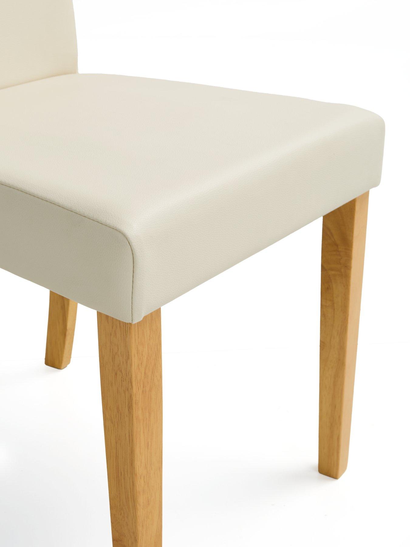 Image 3 of 4 of The Very Collection Primo Pair of&nbsp;Faux Leather Dining Chairs - Cream/Oak
