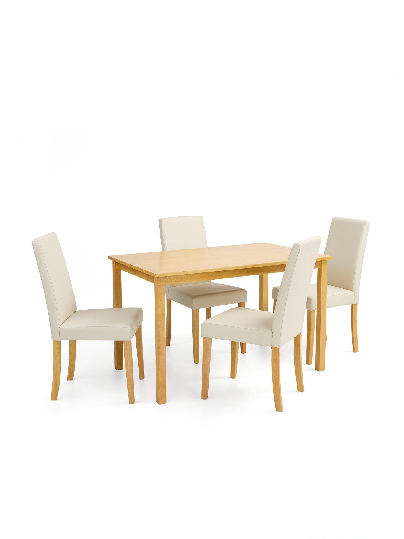Image 4 of 4 of The Very Collection Primo Pair of&nbsp;Faux Leather Dining Chairs - Cream/Oak