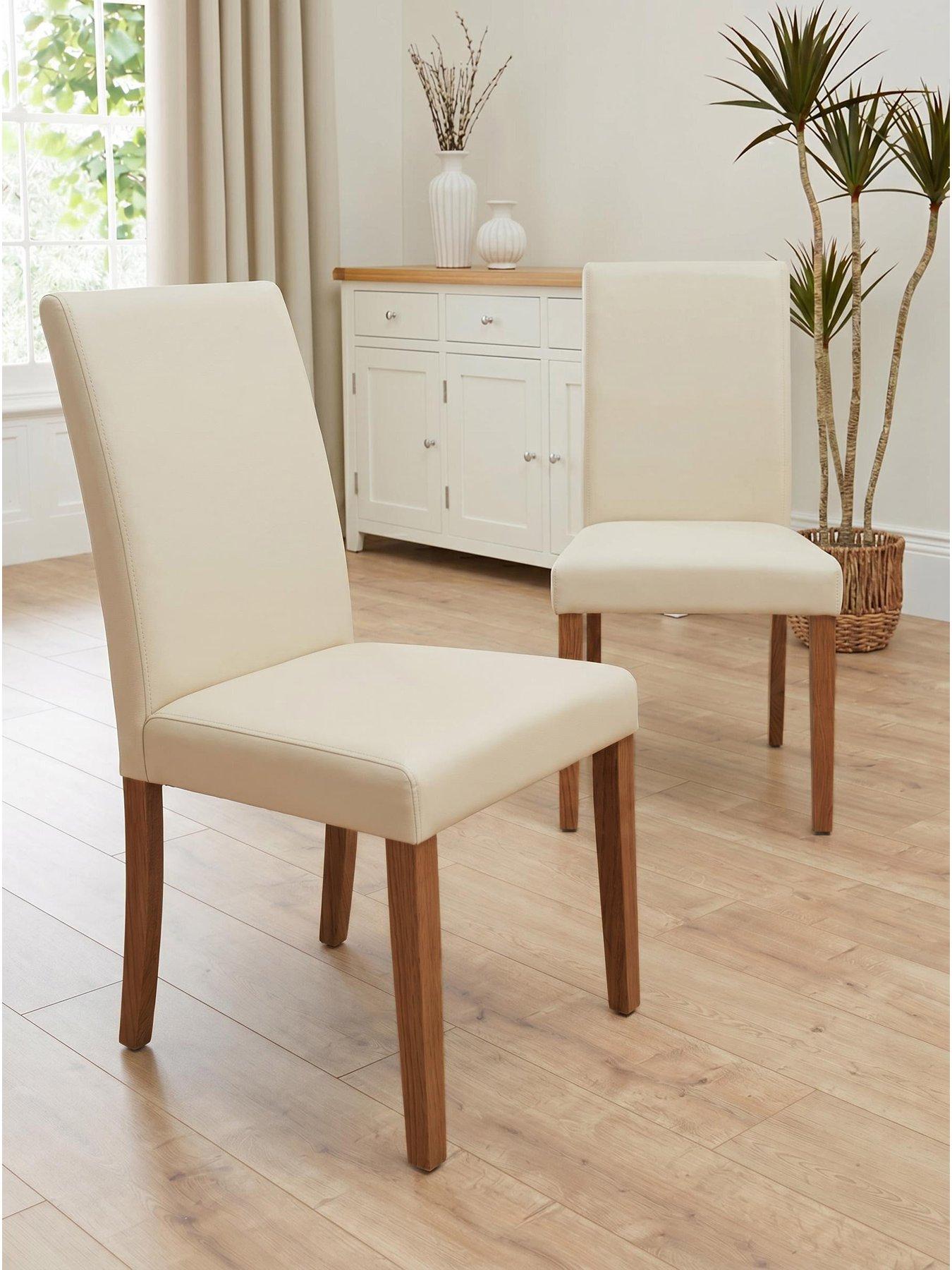 The Very Collection Primo Pair Of Cream Faux Leather Dining Chairs