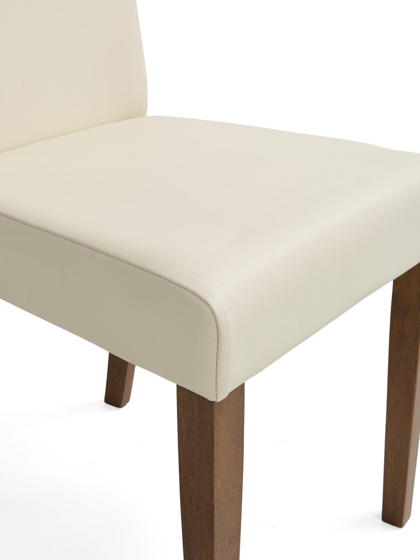 Image 3 of 4 of The Very Collection Primo Pair of Faux Leather Dining Chairs - Cream/Walnut