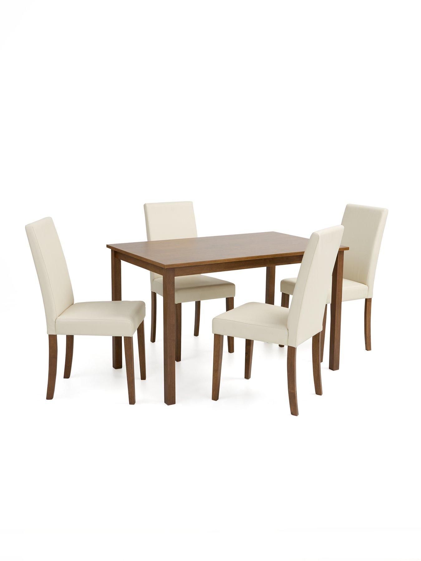 Image 4 of 4 of The Very Collection Primo Pair of Faux Leather Dining Chairs - Cream/Walnut