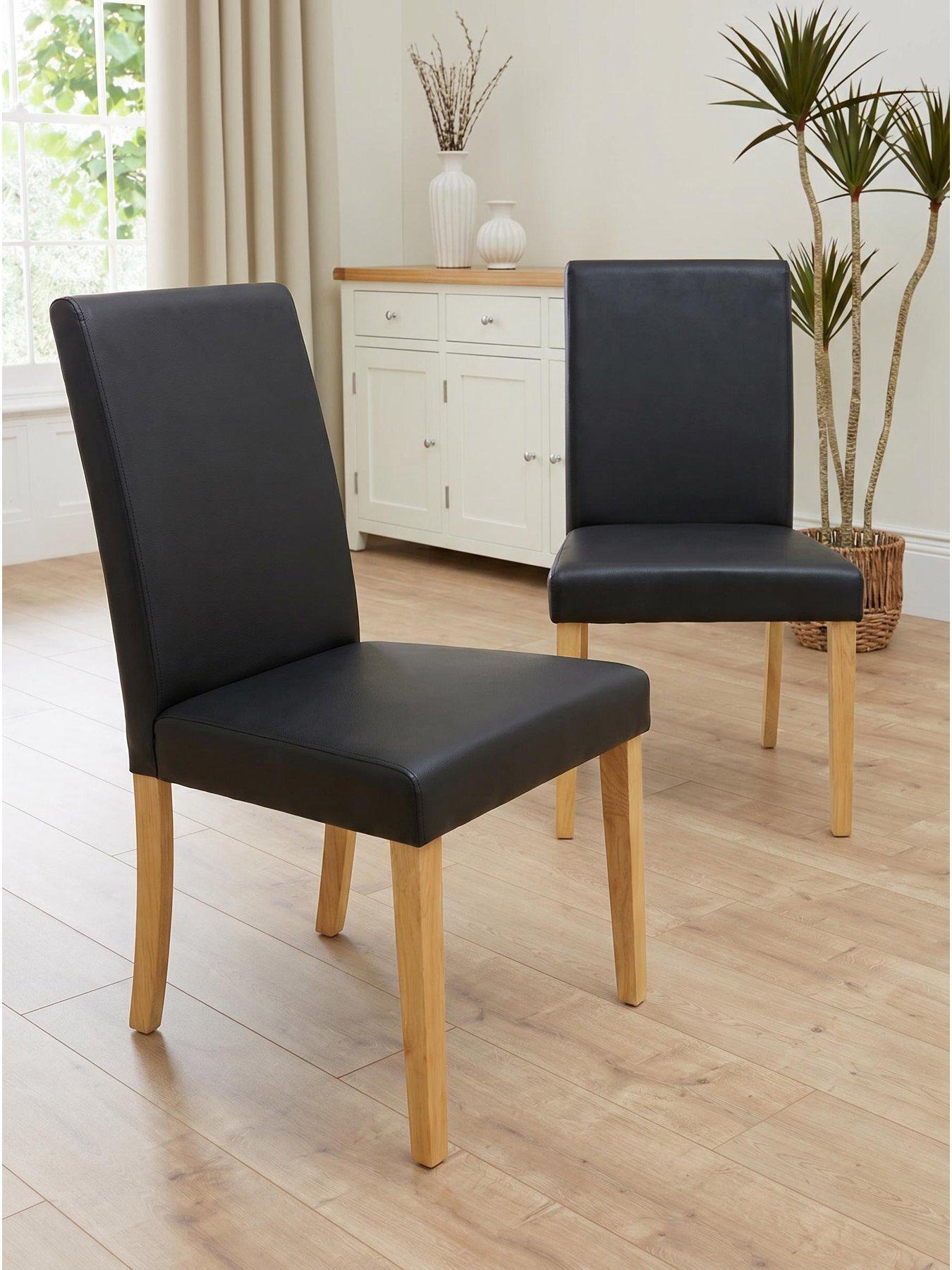 The Very Collection Primo Pair Of Black Faux Leather Dining Chairs