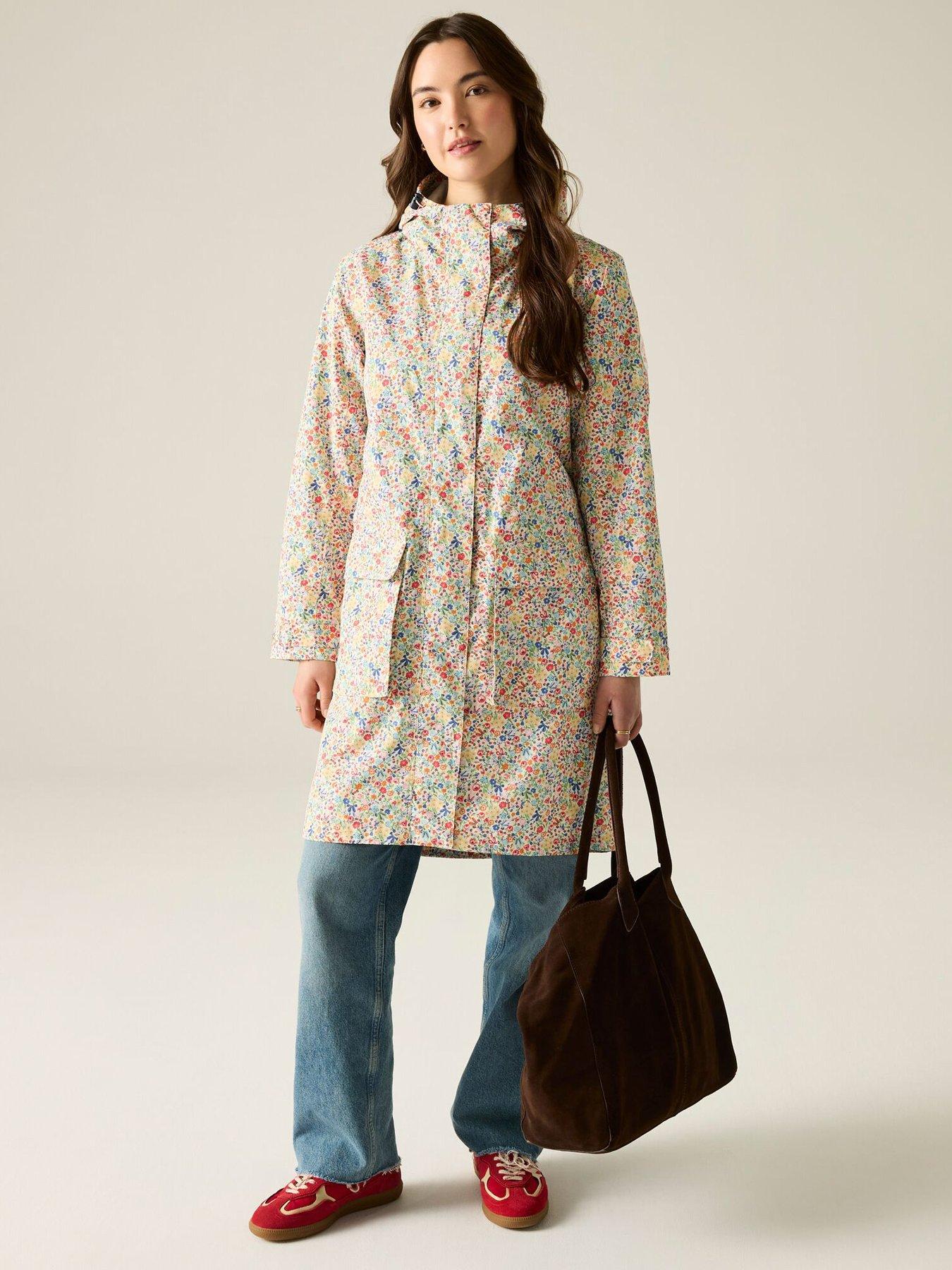 Regatta Ladies Cath Kidston Long Waterproof Shell Jacket- Cream Harmony Ditsy