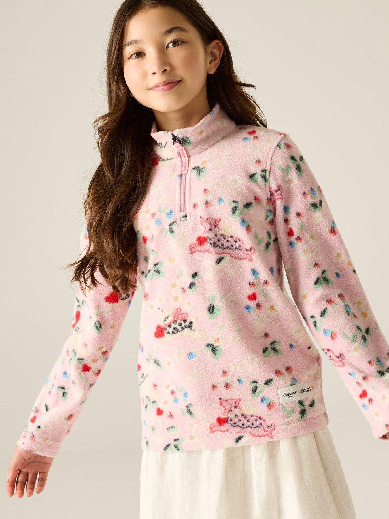 Regatta Girls Cath Kidston Junior Half-zip Fleece - Pink Puppy Floral