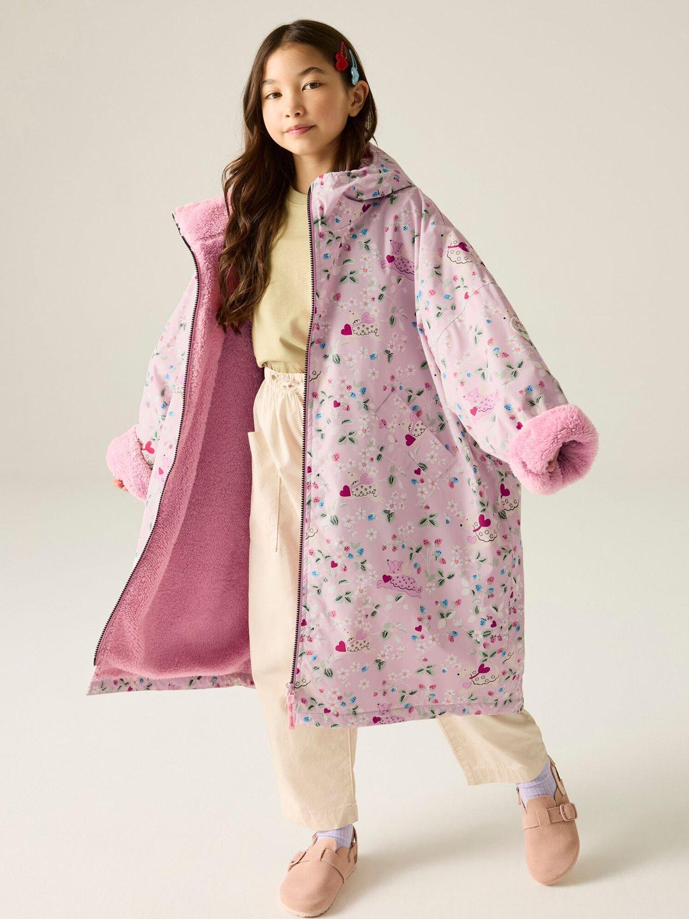 Regatta Girls Cath Kidston Junior Changing Robe - Pink Puppy Floral