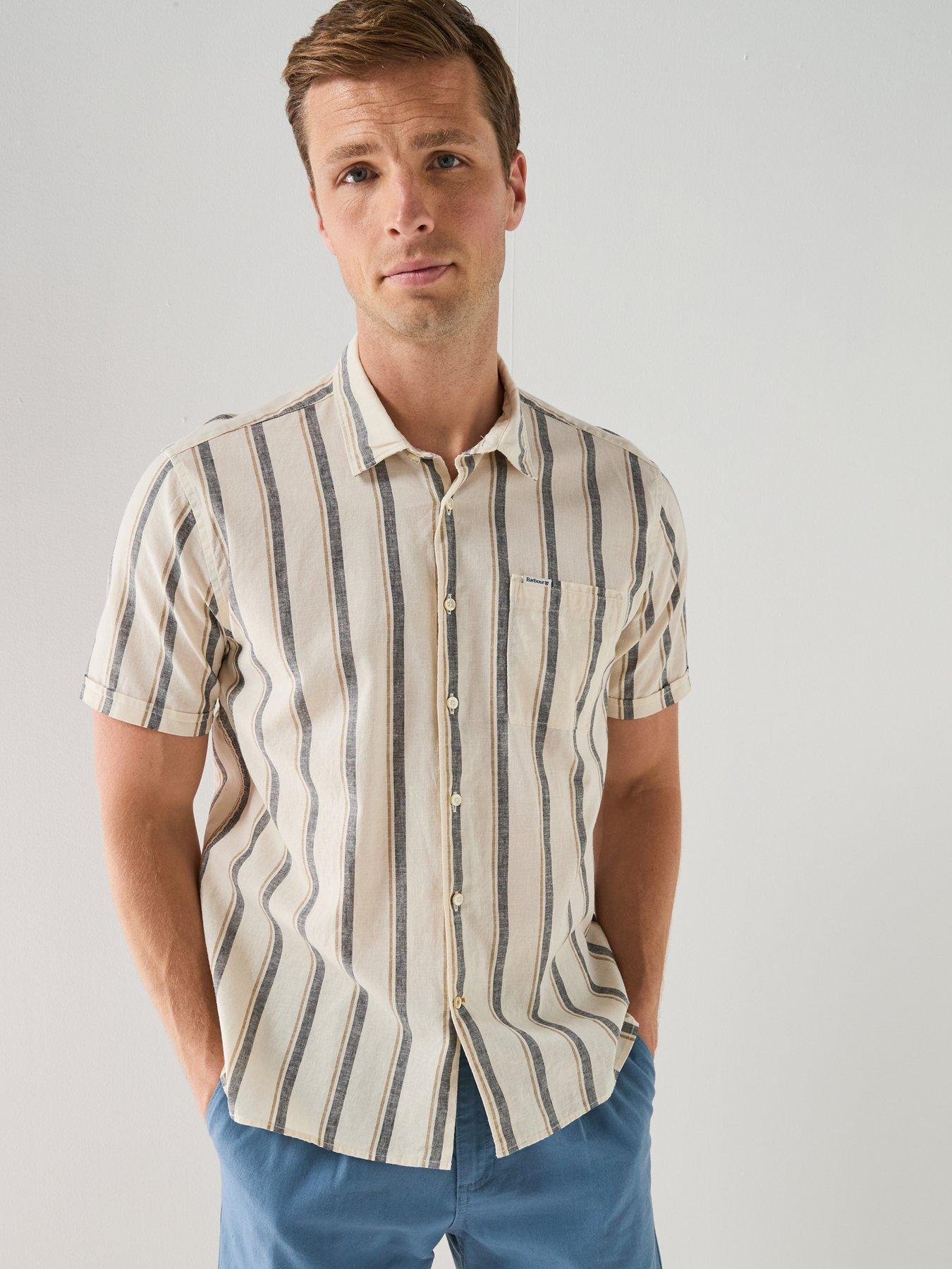 Barbour Relaxed Fit Barkend Striped Short Sleeve Shirt - Cream