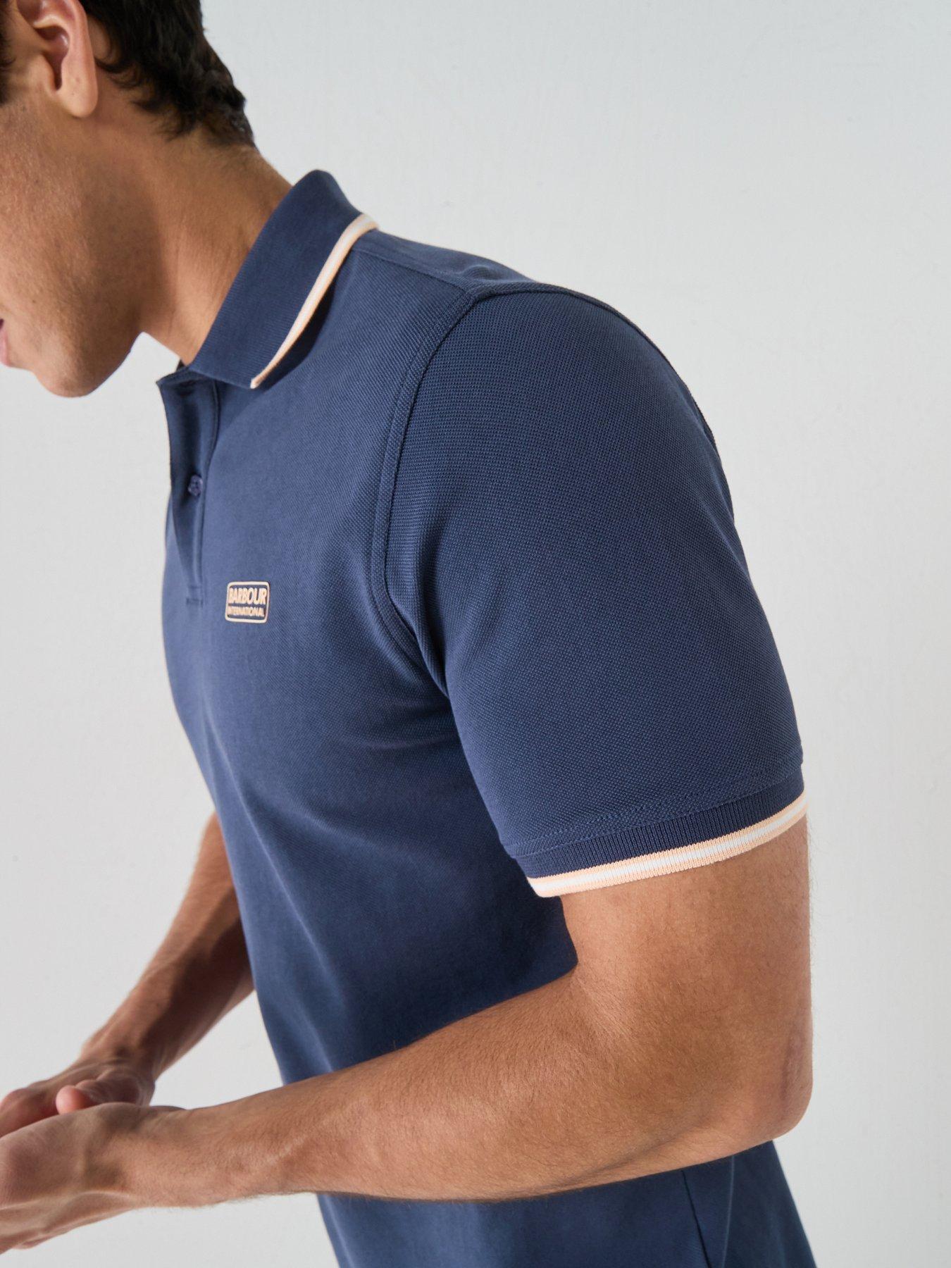 Image 4 of 6 of Barbour International Evan Tipped Polo Shirt - Navy