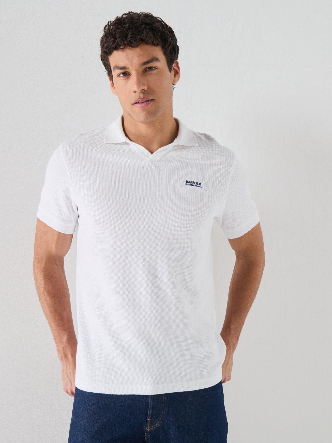 Barbour International Milbank Textured Open Collar Polo Shirt - White