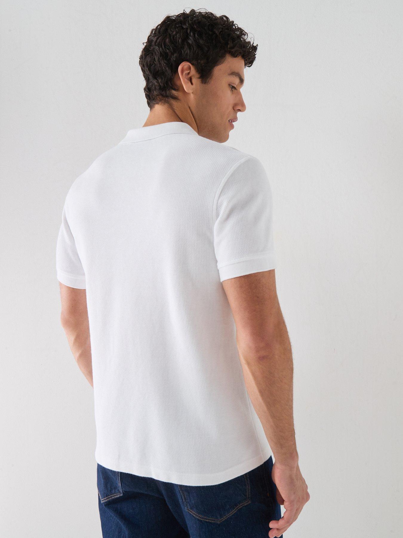 Image 2 of 6 of Barbour International Milbank Textured Open Collar Polo Shirt - White
