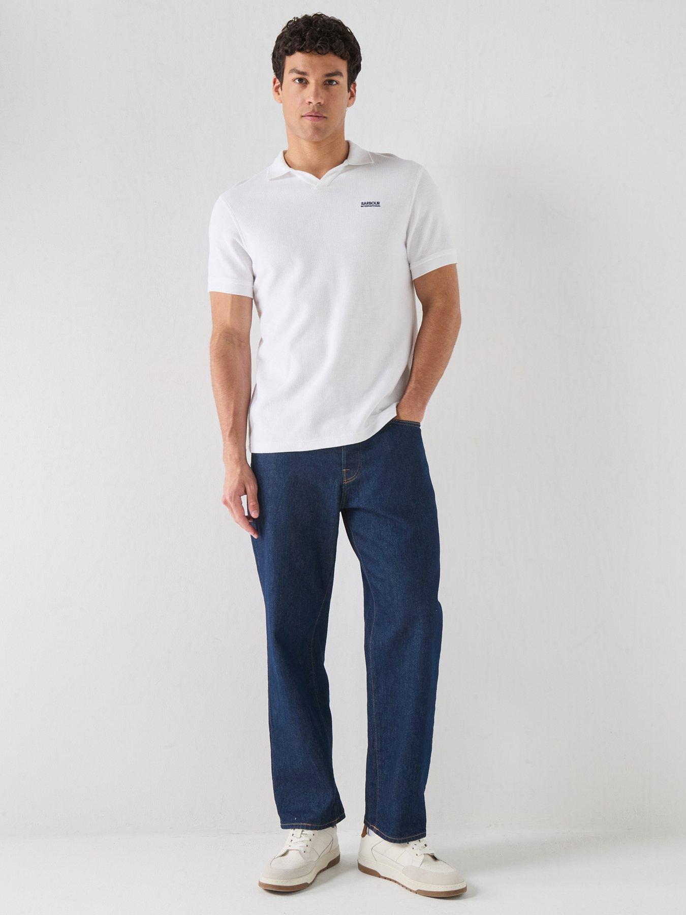 Image 3 of 6 of Barbour International Milbank Textured Open Collar Polo Shirt - White