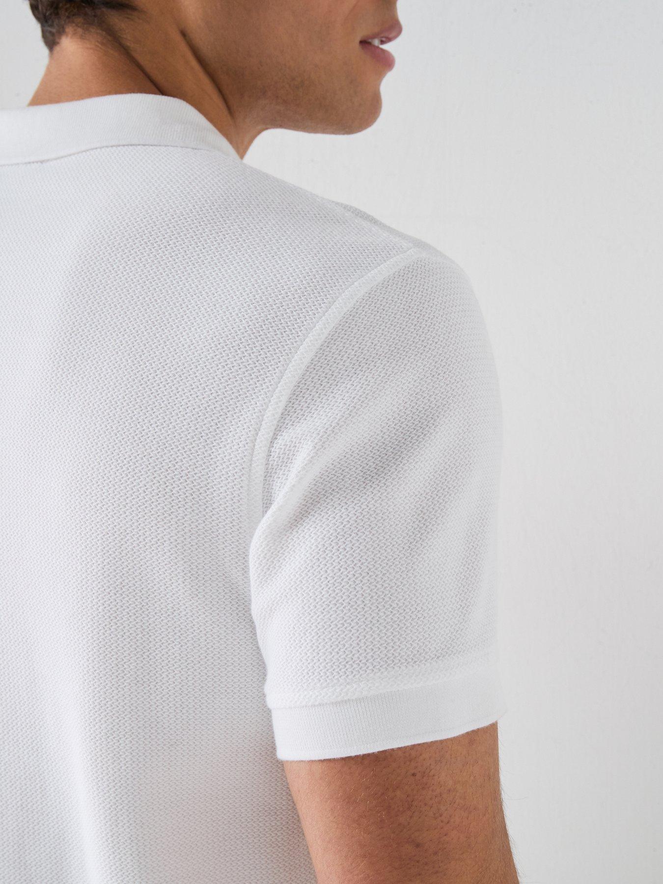 Image 4 of 6 of Barbour International Milbank Textured Open Collar Polo Shirt - White