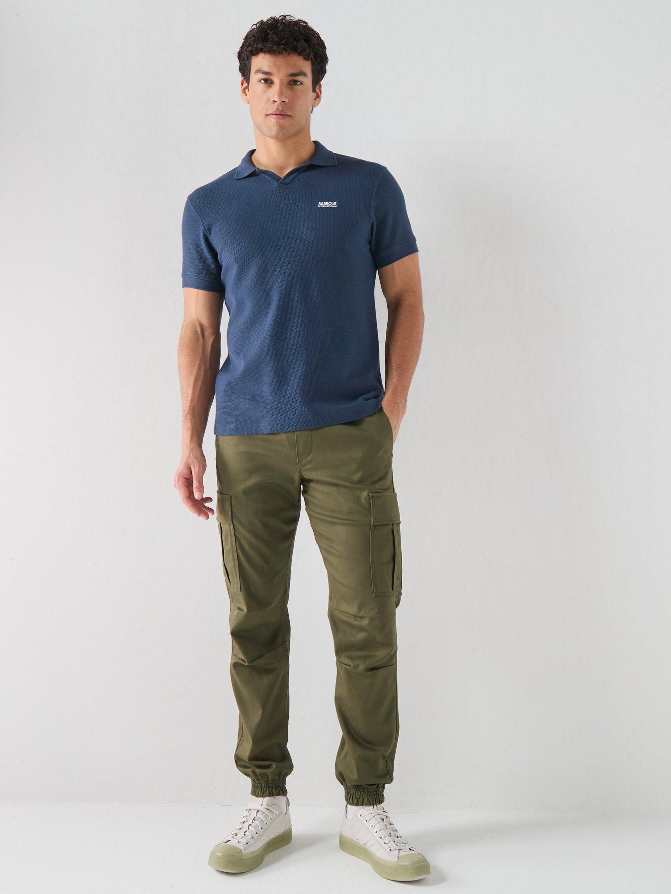 Image 3 of 5 of Barbour International Milbank Textured Open Collar Polo Shirt - Navy
