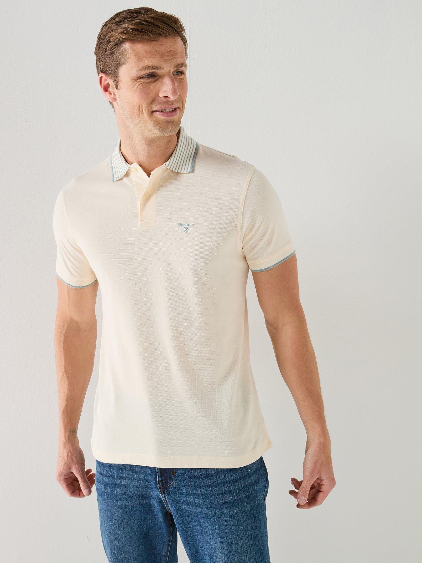 Barbour Denwick Tipped Tailored Fit Polo Shirt - Cream