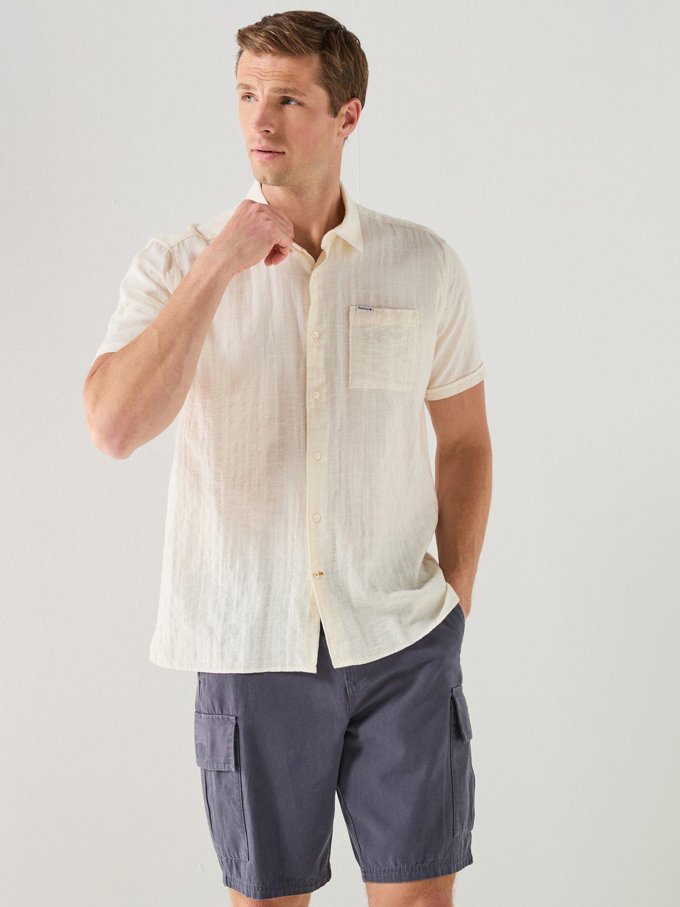 Barbour Relaxed Fit Kingswood Ripstop Short Sleeve Shirt - Cream