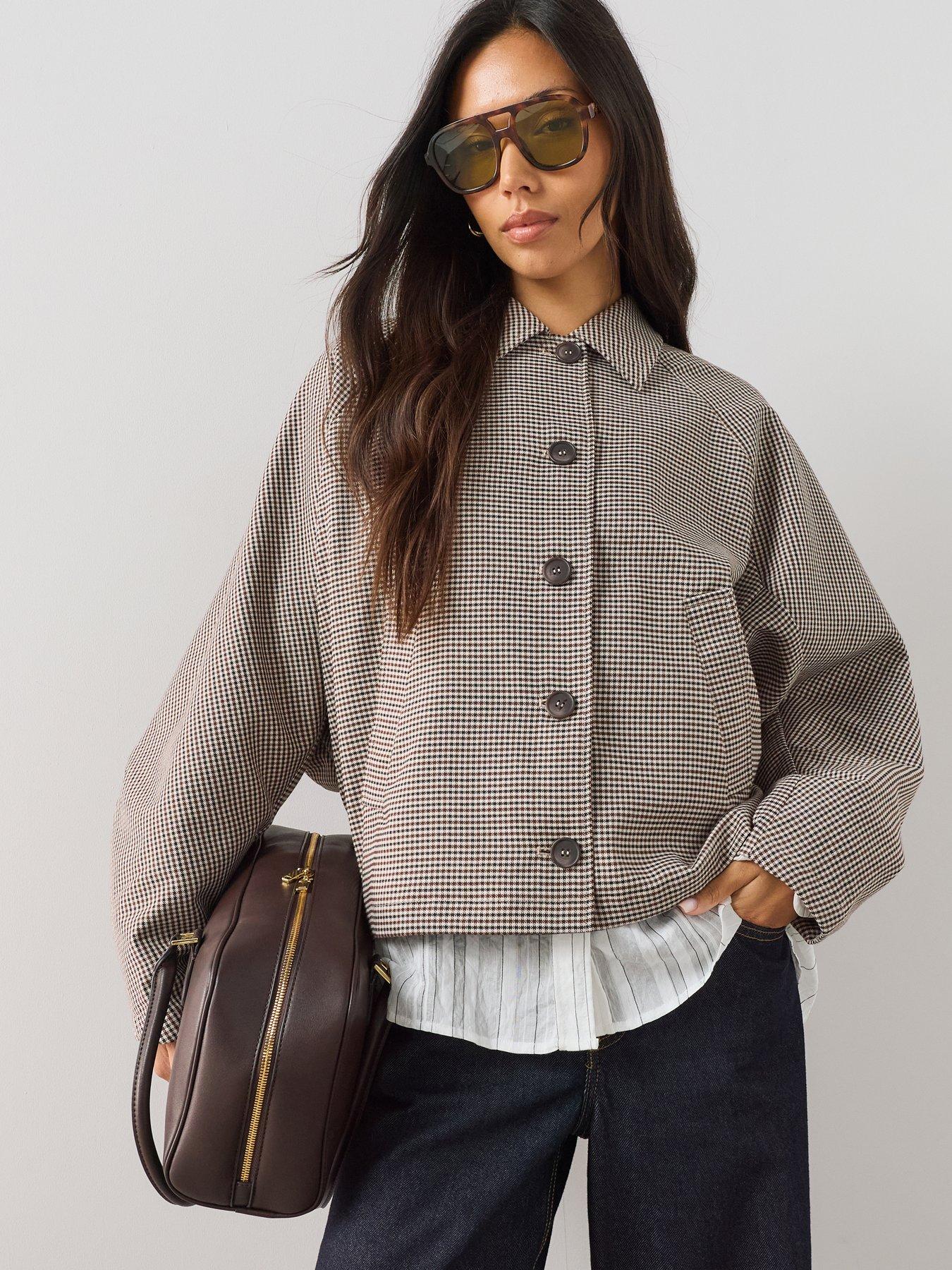 Image 1 of 7 of The Very Collection Batwing Heritage Check Jacket - Print<br />&nbsp;