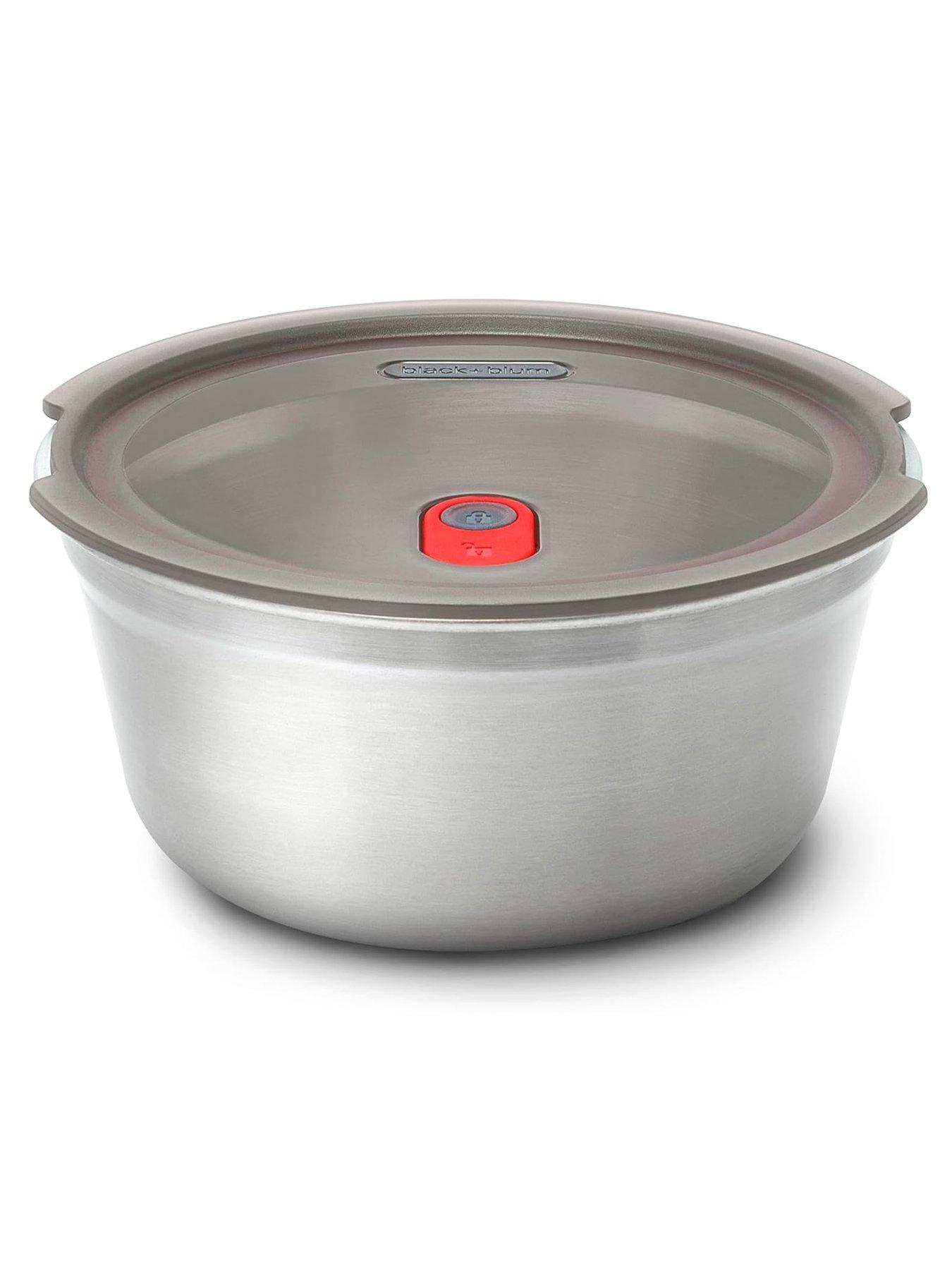 Image 1 of 4 of Black+Blum Microwavable Stainless Steel Round Food Bowl - Grey & Red