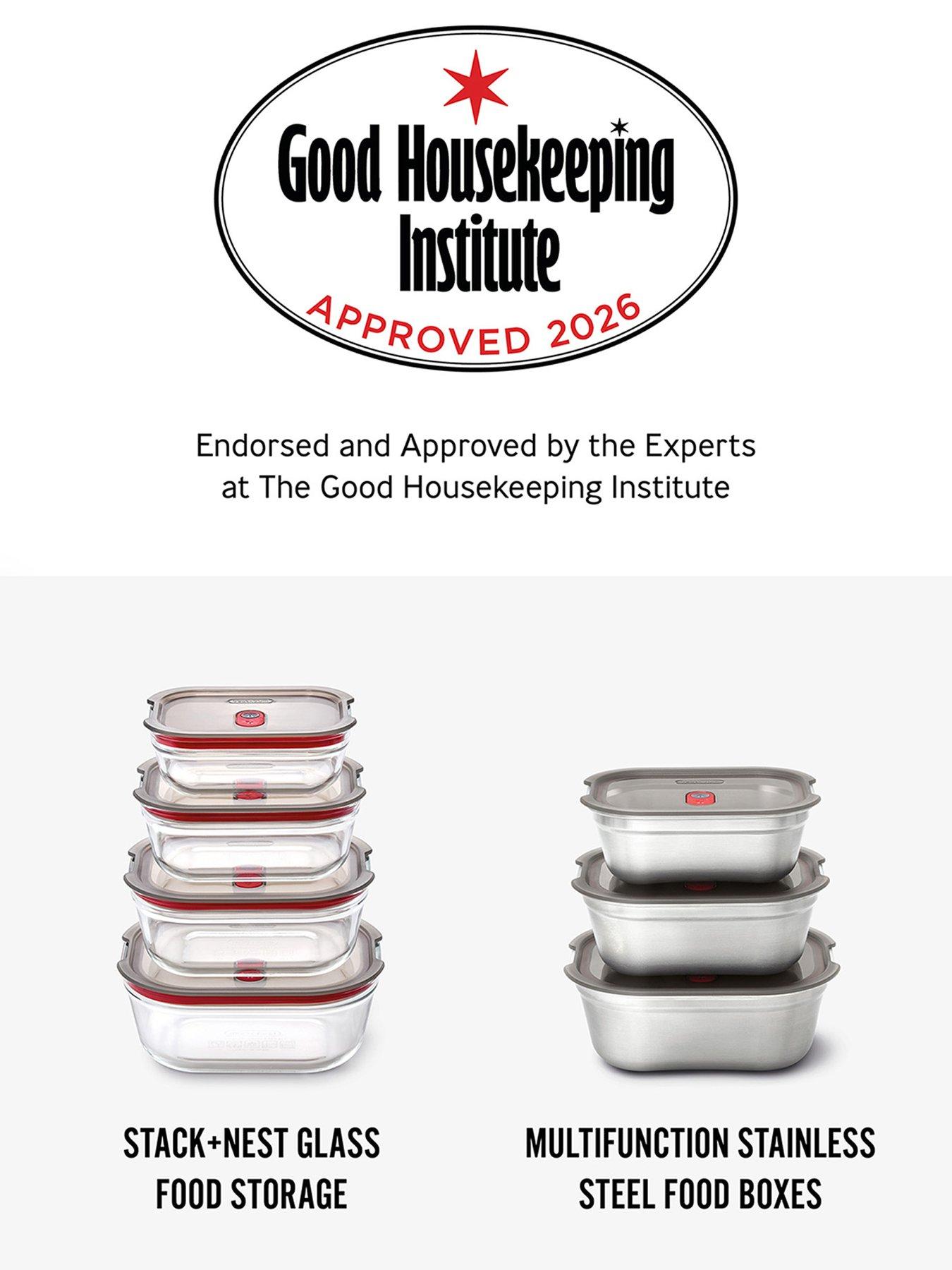 Image 5 of 6 of Black+Blum Microwavable Stainless Steel Round Food Bowl - Grey &amp; Red