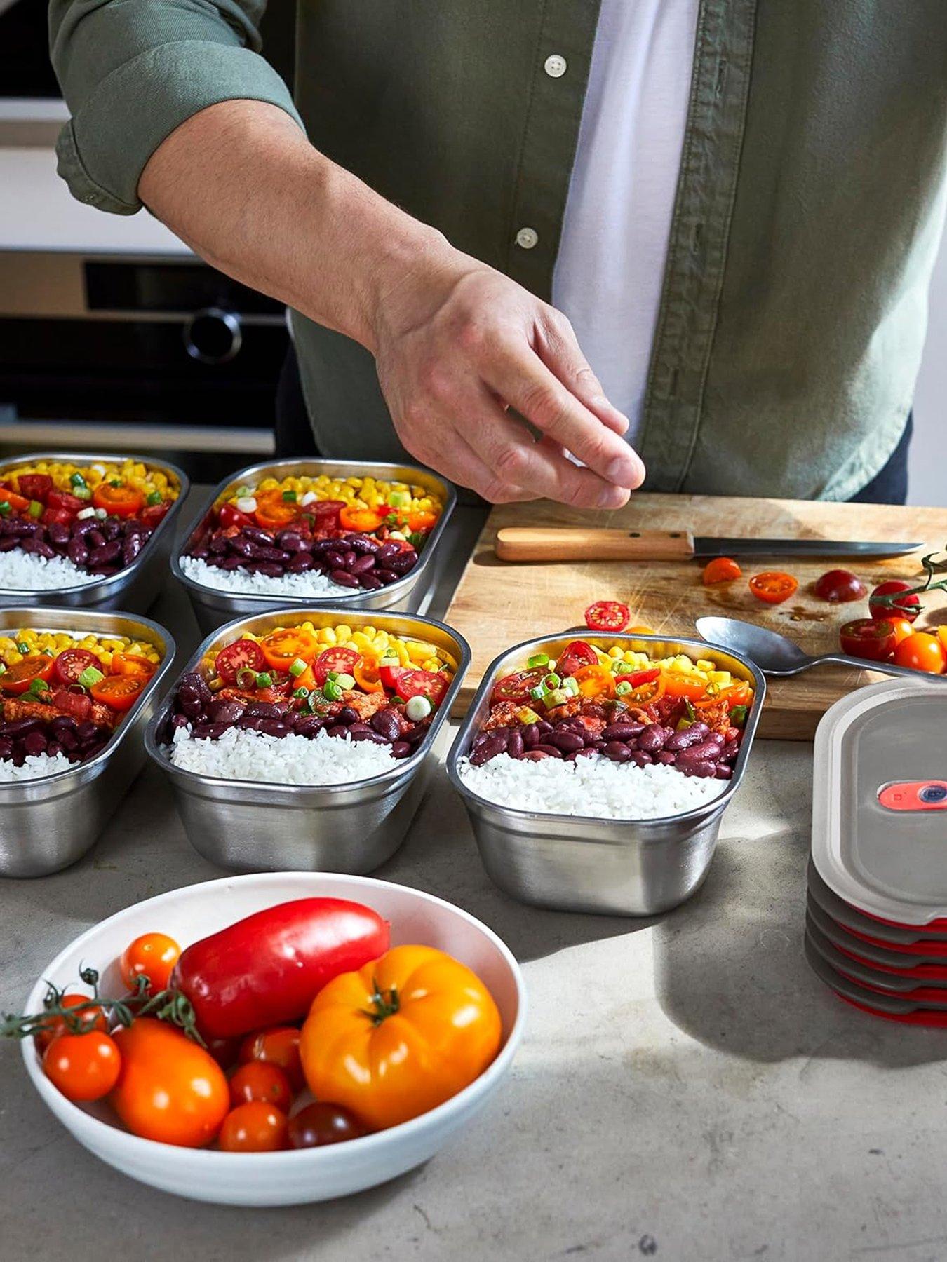 Image 4 of 4 of Black+Blum Black + Blum Microwavable Steel Multifunction Meal Prep Box Set - Grey