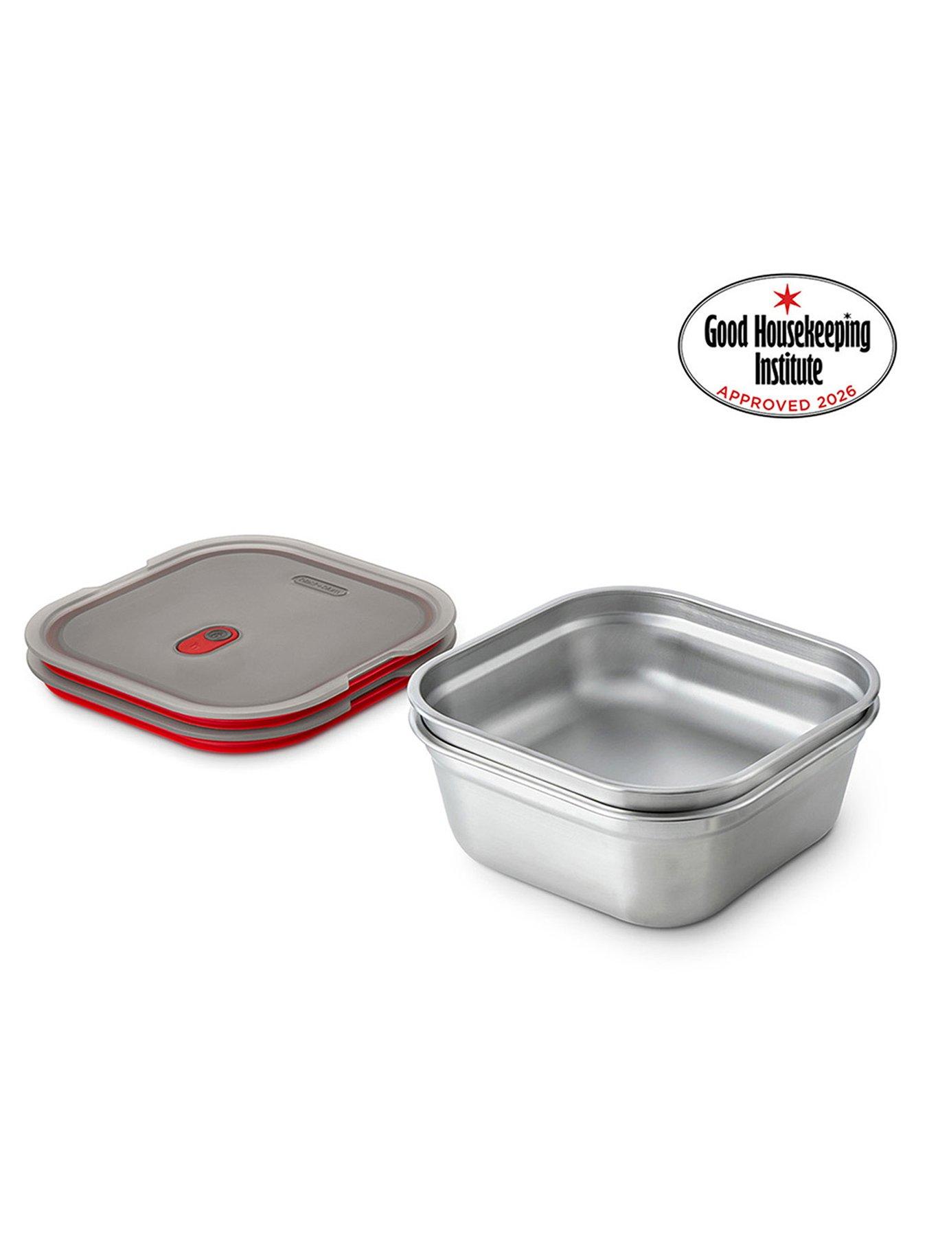 Black+Blum Set Of 2 Black + Blum Steel Food Box Large 1200ml - Grey  &  Red