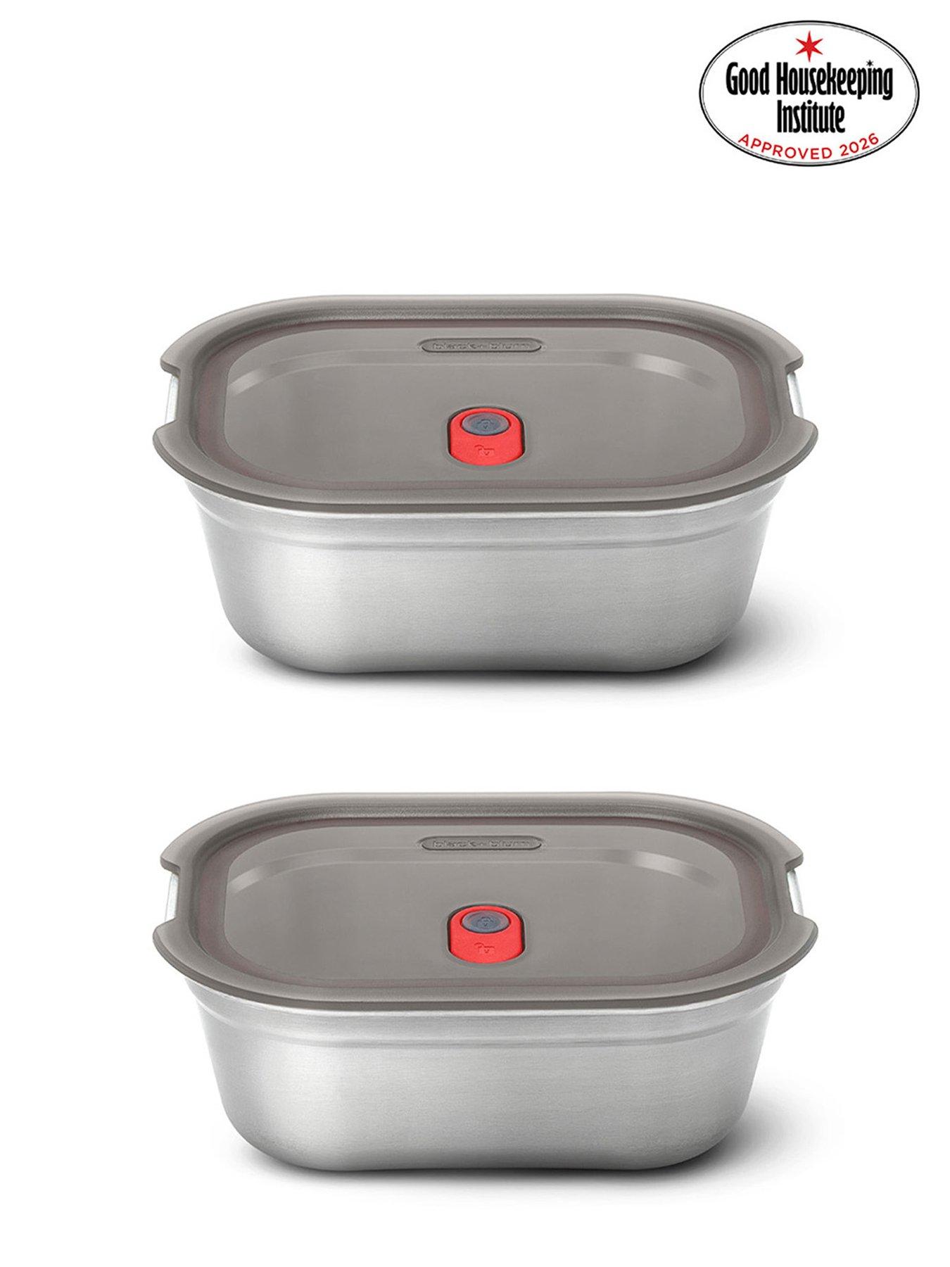 Black+Blum Set Of 2 Black + Blum Steel Food Box Medium 900ml- Grey  &  Red