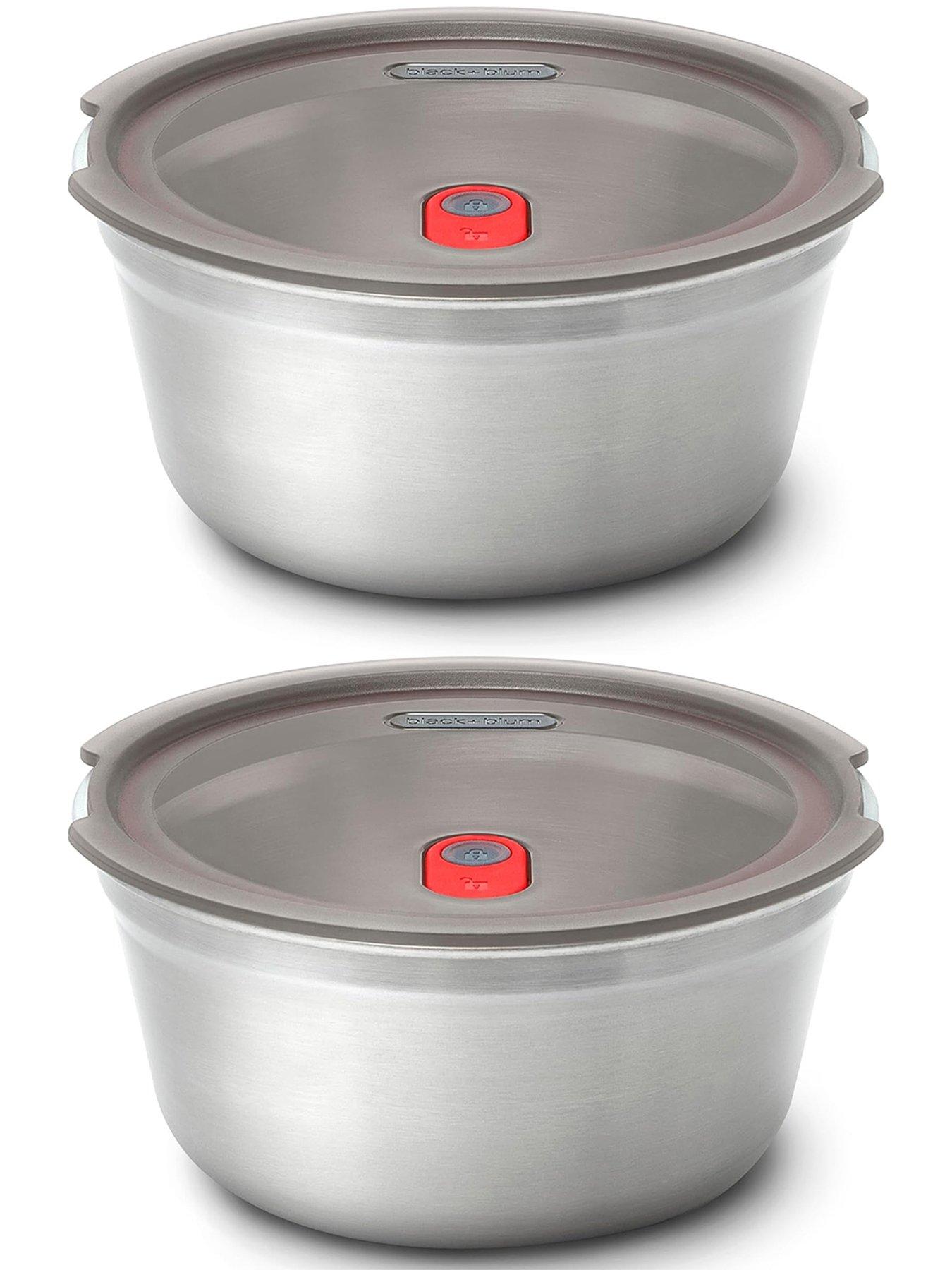 Black+Blum Set Of 2 Black + Blum Steel Food Bowl Large 950ml - Grey  &  Red