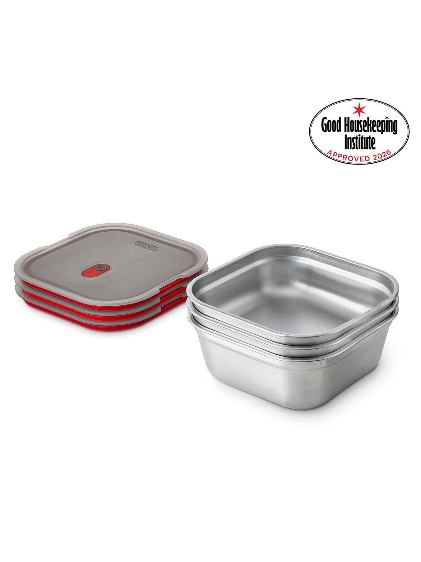 Black+Blum Set Of 3 Black + Blum Steel Food Box Medium 900ml - Grey  &  Red