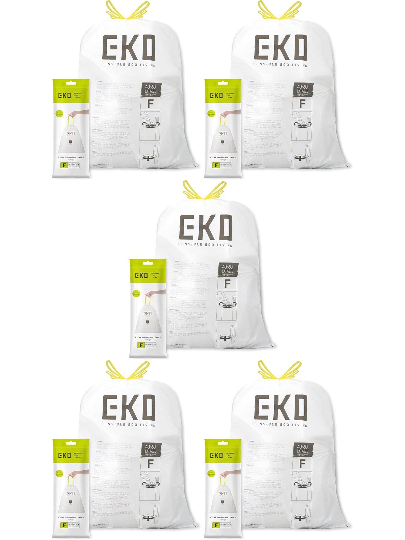 Eko 5 Pack Of Eko Plastic Bin Liners Size F 40-60l, 12 Bags