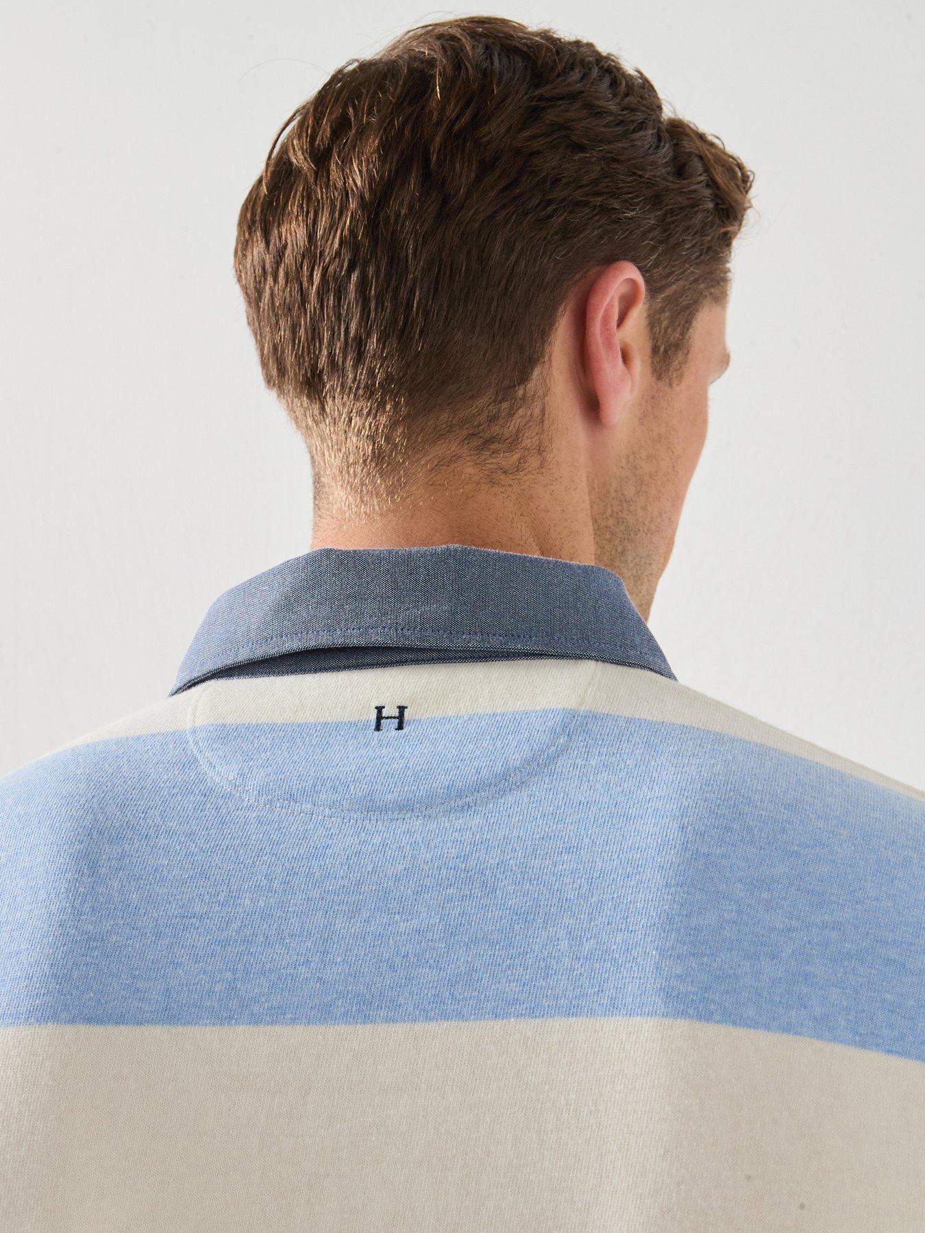 Image 6 of 6 of Hackett Branded H Striped Rugby Shirt - Blue