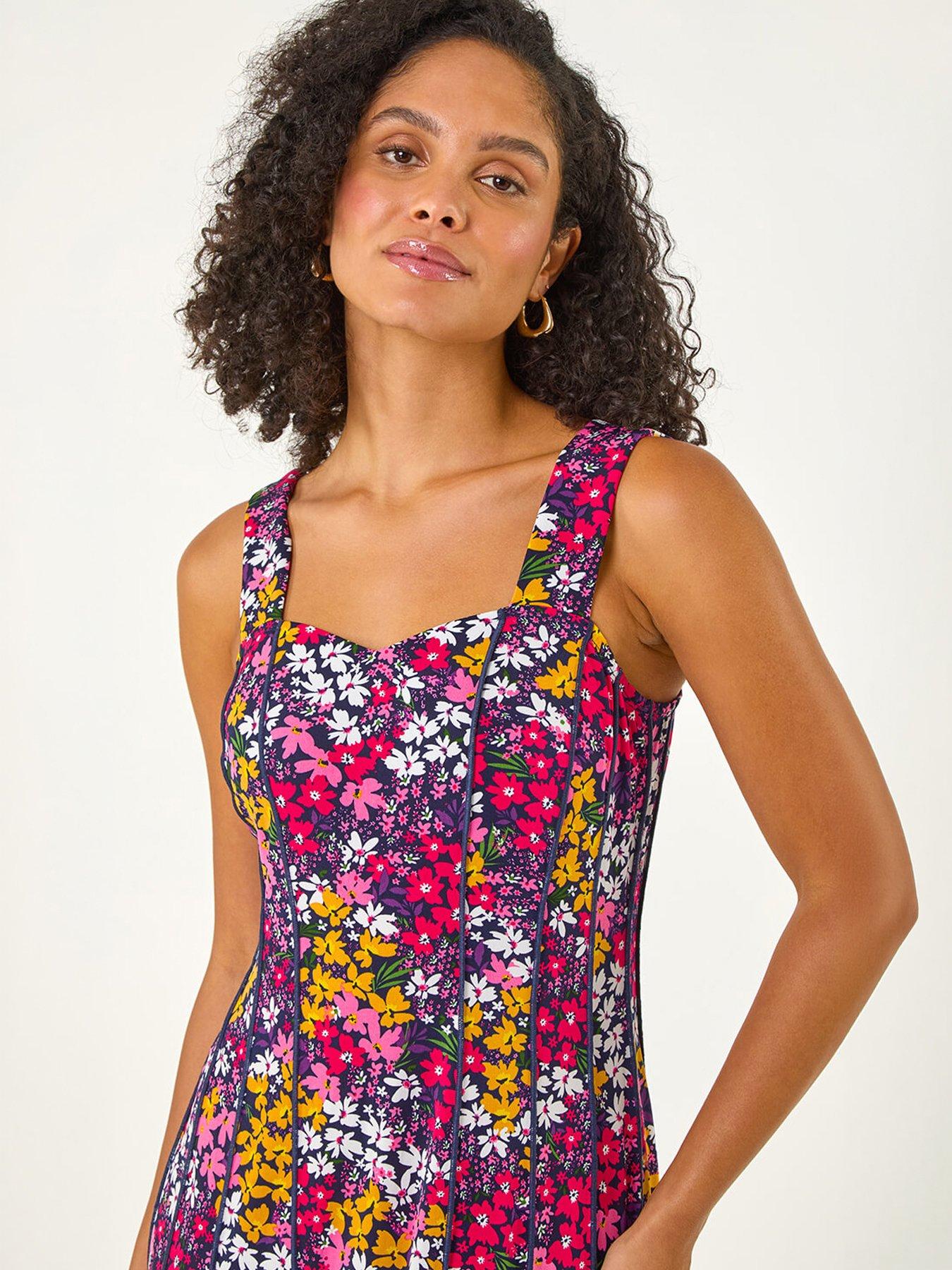 Image 3 of 5 of Roman Floral Print Stretch Panel Dress