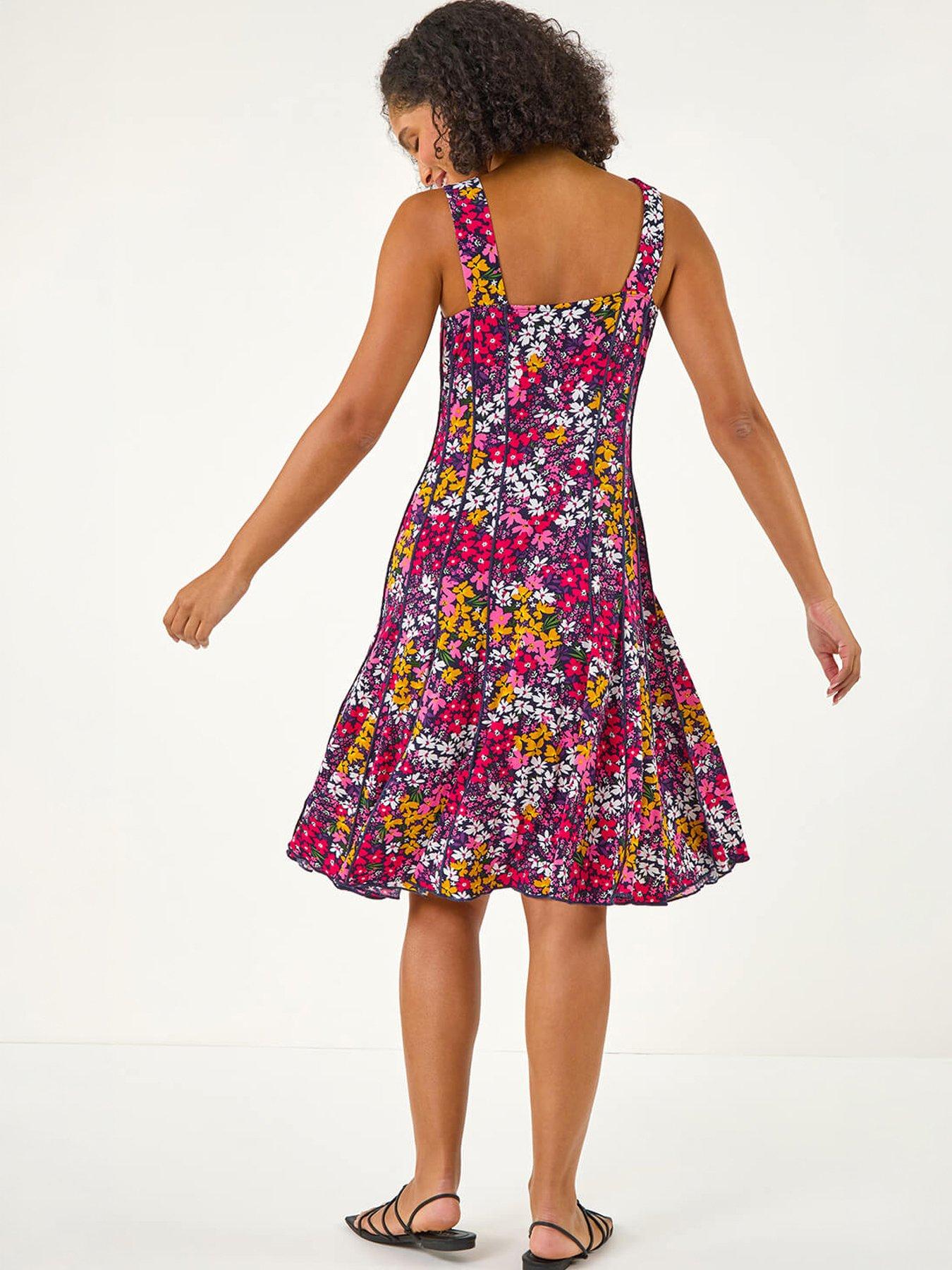 Image 4 of 5 of Roman Floral Print Stretch Panel Dress