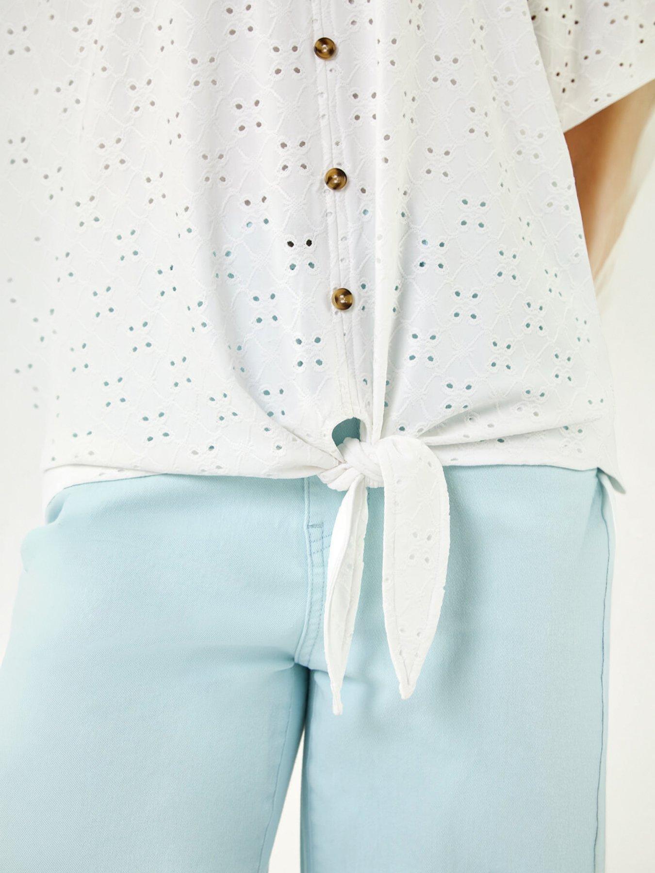 Image 2 of 5 of Roman Broderie Tie Front Top