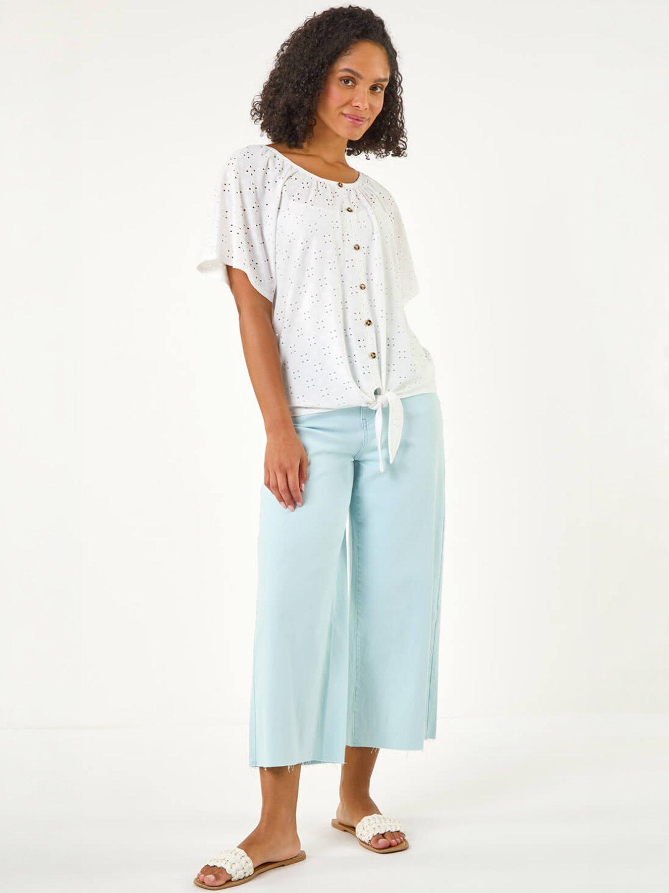 Image 5 of 5 of Roman Broderie Tie Front Top