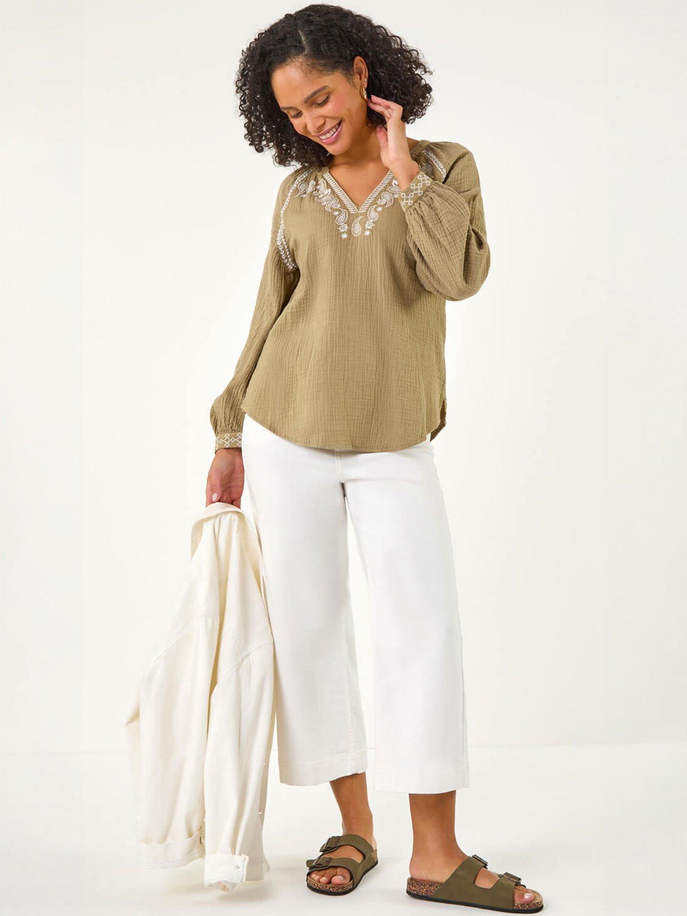 Image 3 of 5 of Roman Embroidered Neck Top
