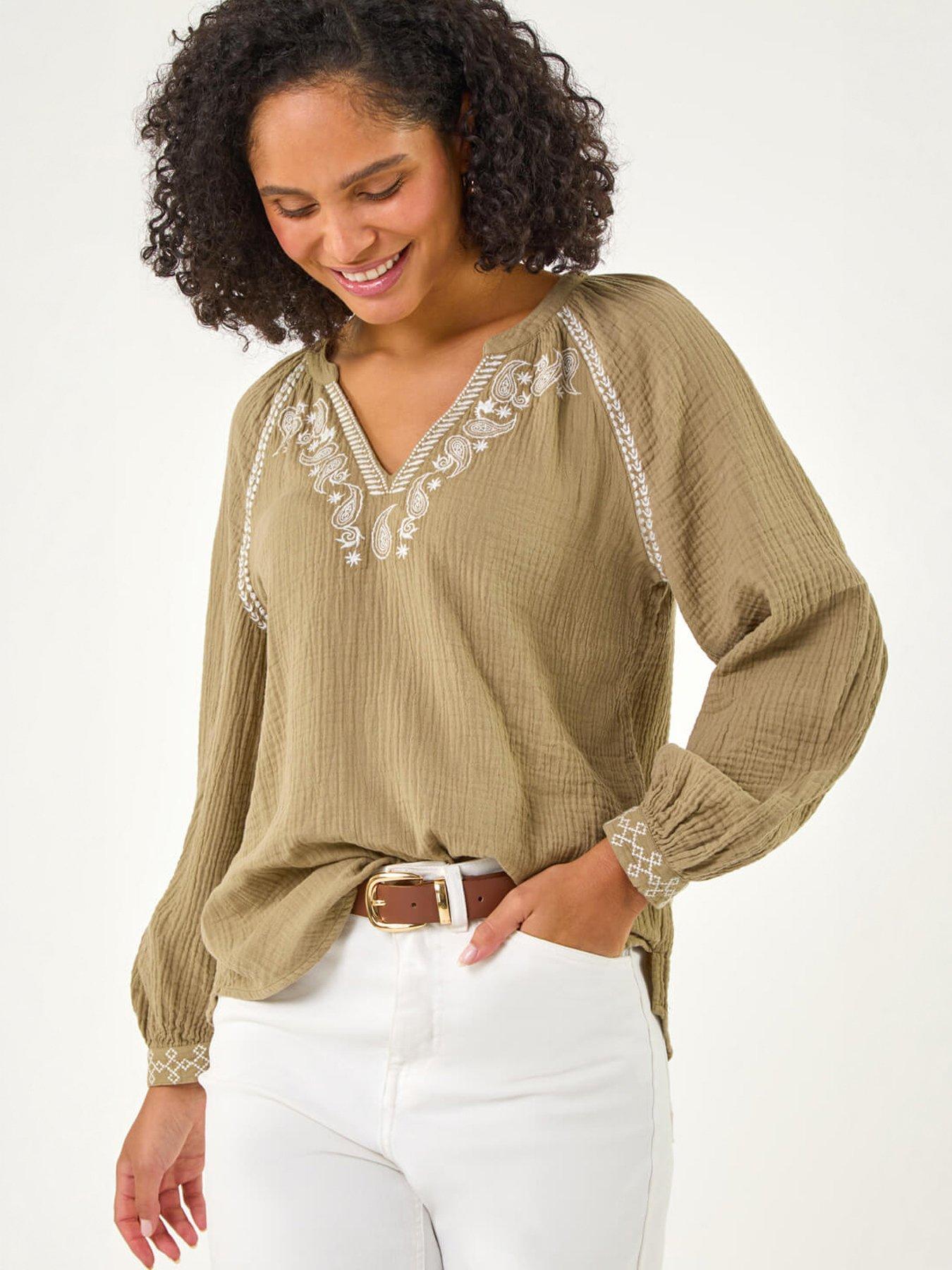 Image 5 of 5 of Roman Embroidered Neck Top