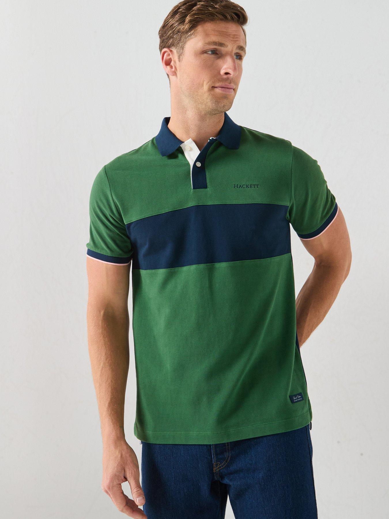Hackett Heritaage Chest Panel Polo Shirt - Green