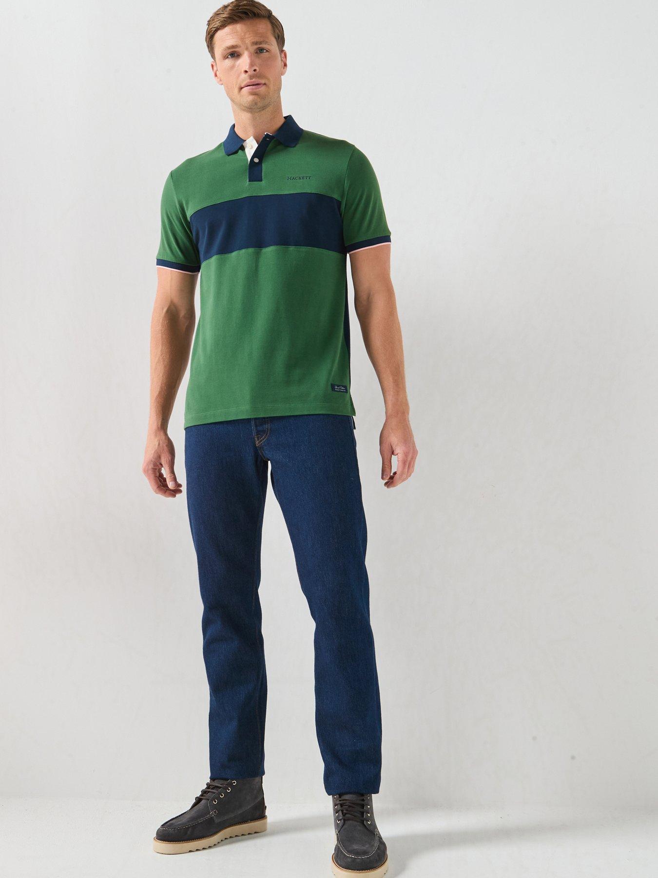 Image 3 of 6 of Hackett Heritage Chest Panel Polo Shirt - Green