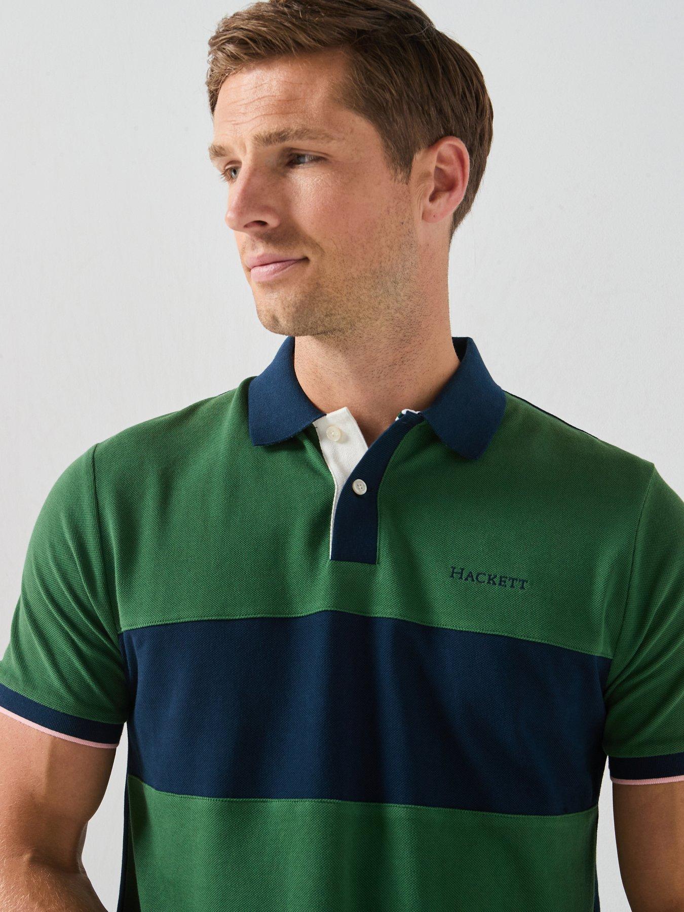Image 4 of 6 of Hackett Heritage Chest Panel Polo Shirt - Green