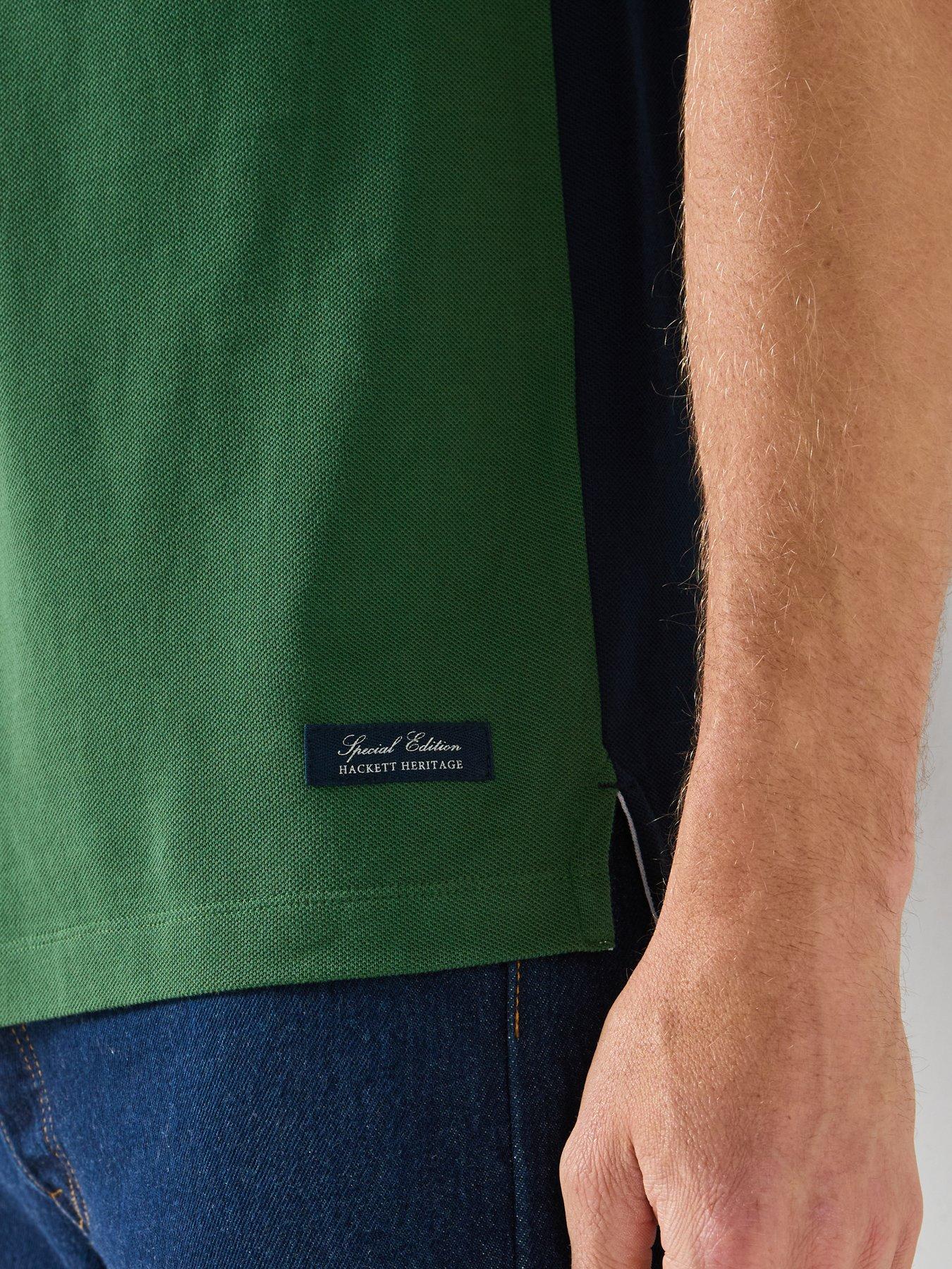 Image 6 of 6 of Hackett Heritage Chest Panel Polo Shirt - Green