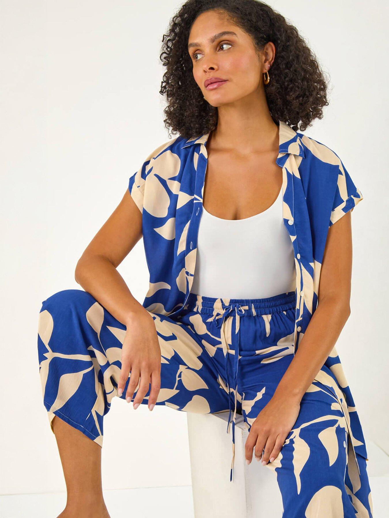 Image 1 of 5 of Roman Floral Mono Print Trouser