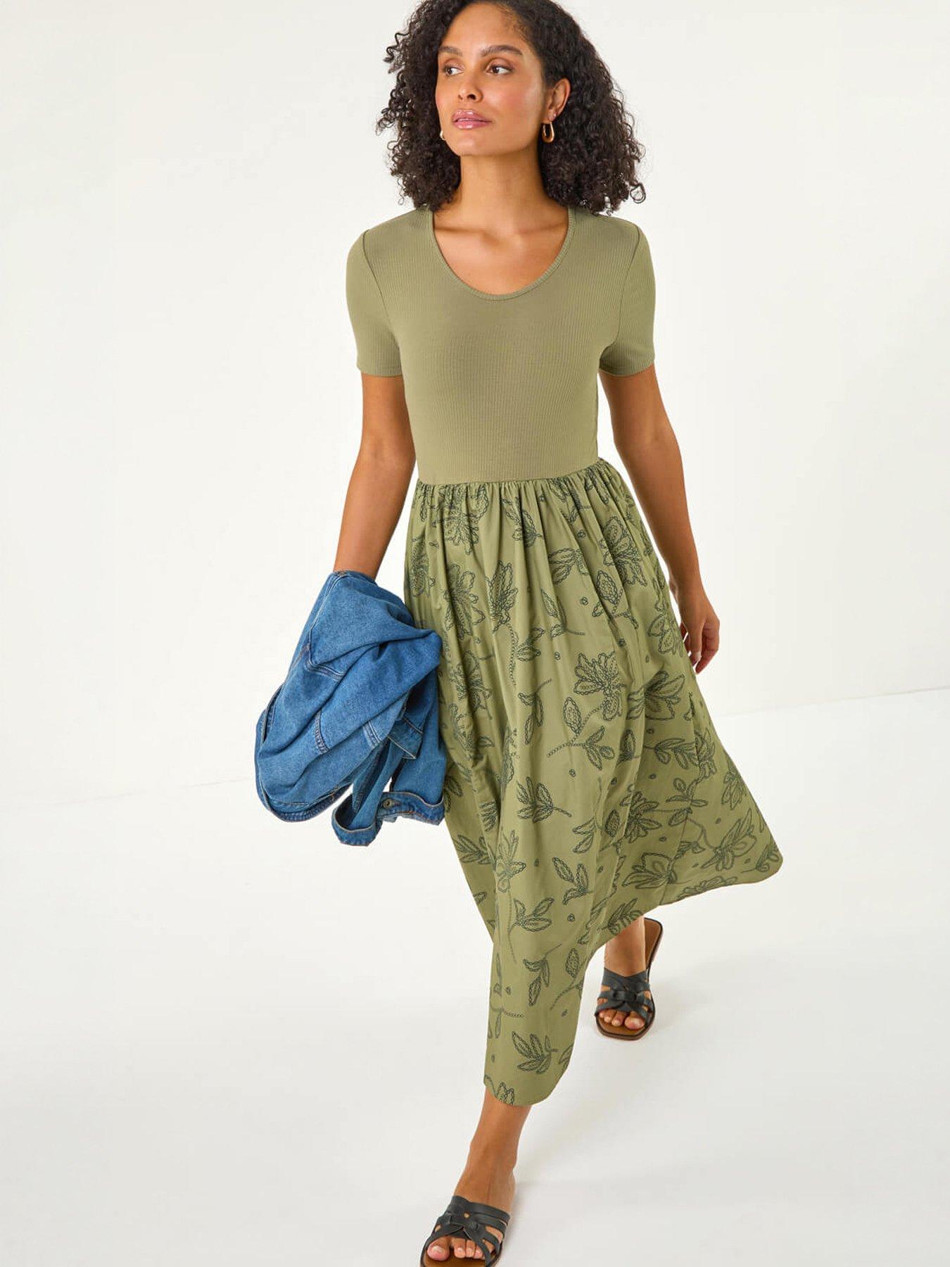 Roman Floral Print Pocket Midi Dress