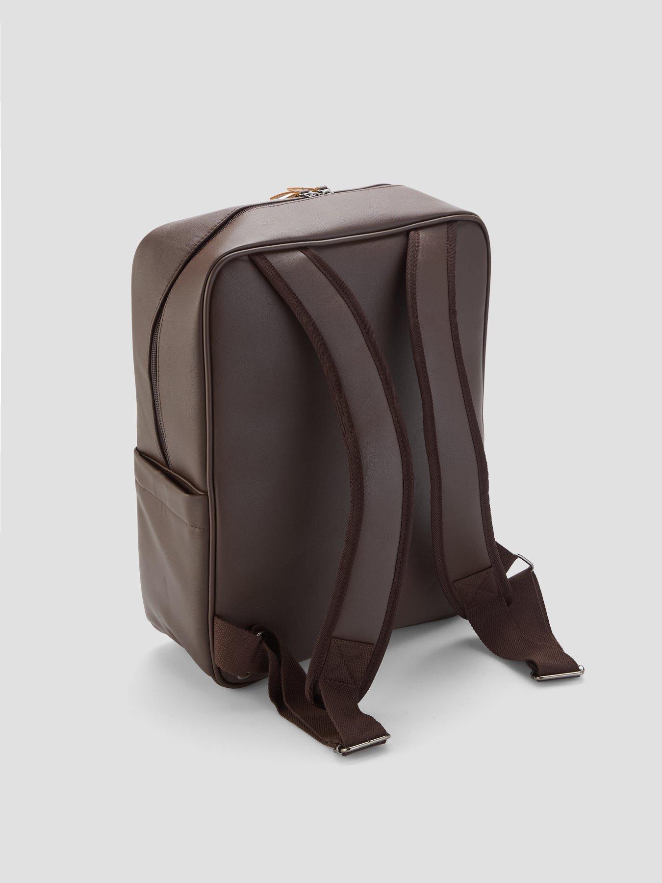 Image 2 of 5 of Jack & Jones Mens Coated Zip Front Pocket Backpack - Brown
