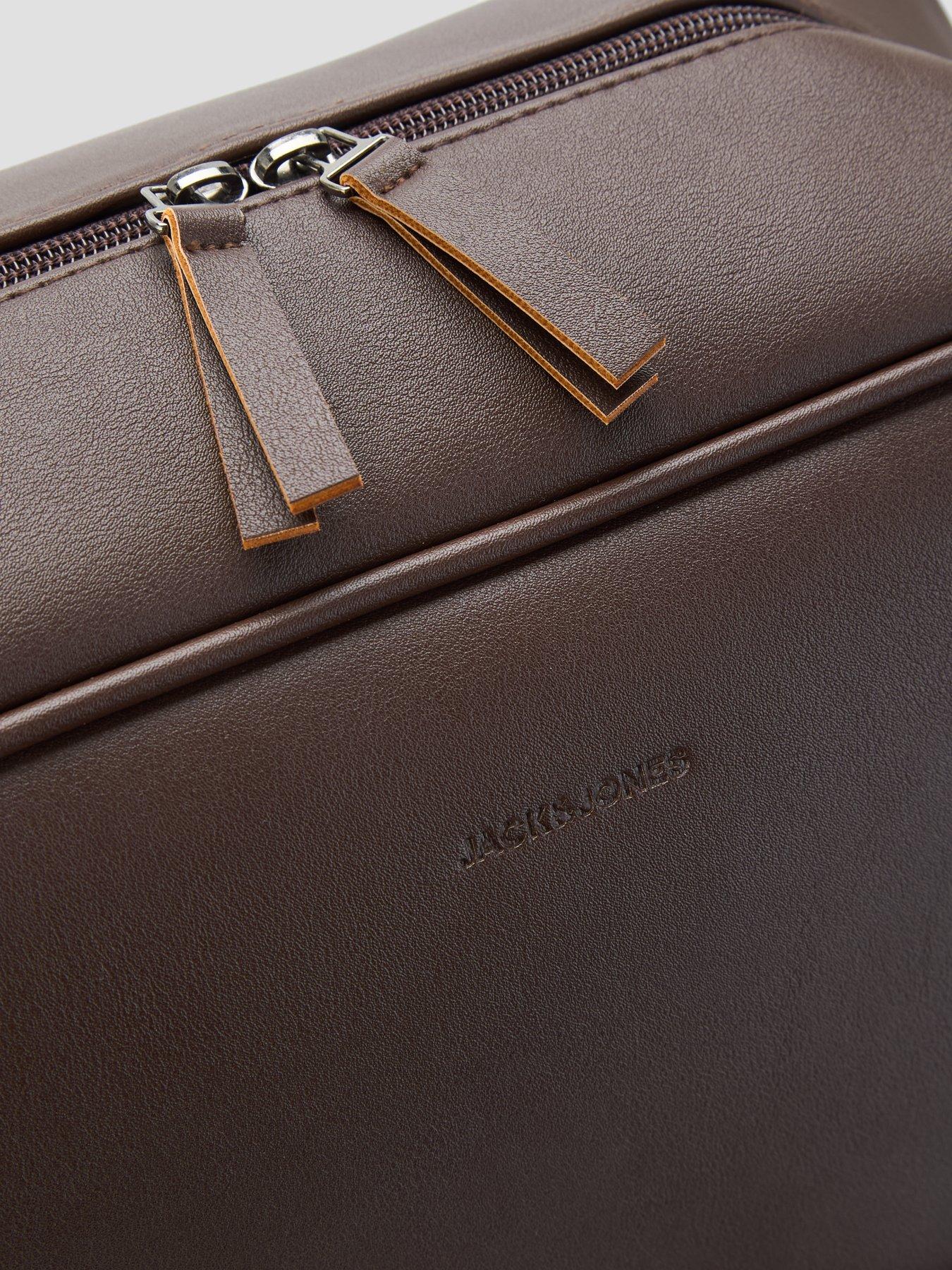 Image 3 of 5 of Jack & Jones Mens Coated Zip Front Pocket Backpack - Brown