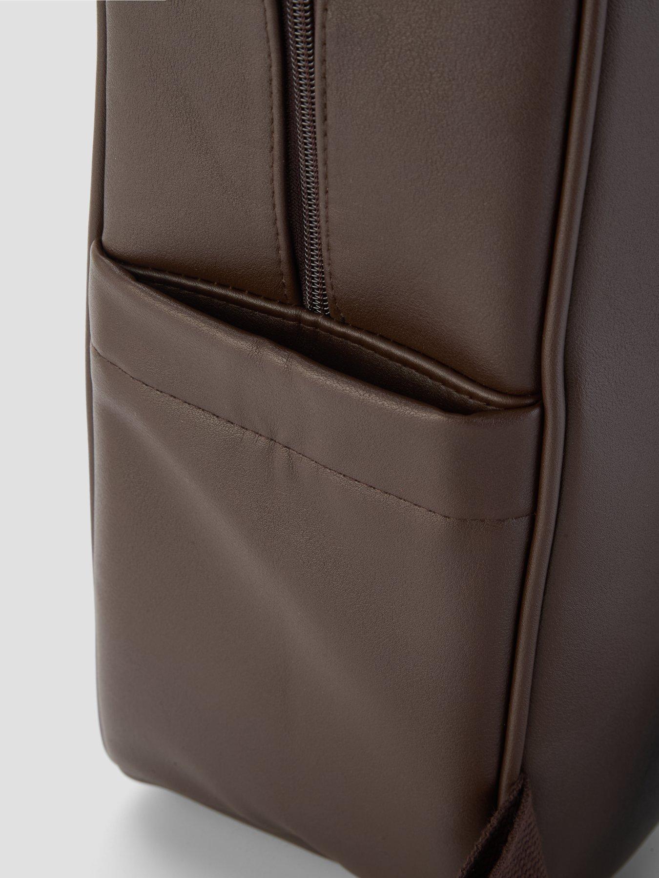 Image 4 of 5 of Jack & Jones Mens Coated Zip Front Pocket Backpack - Brown
