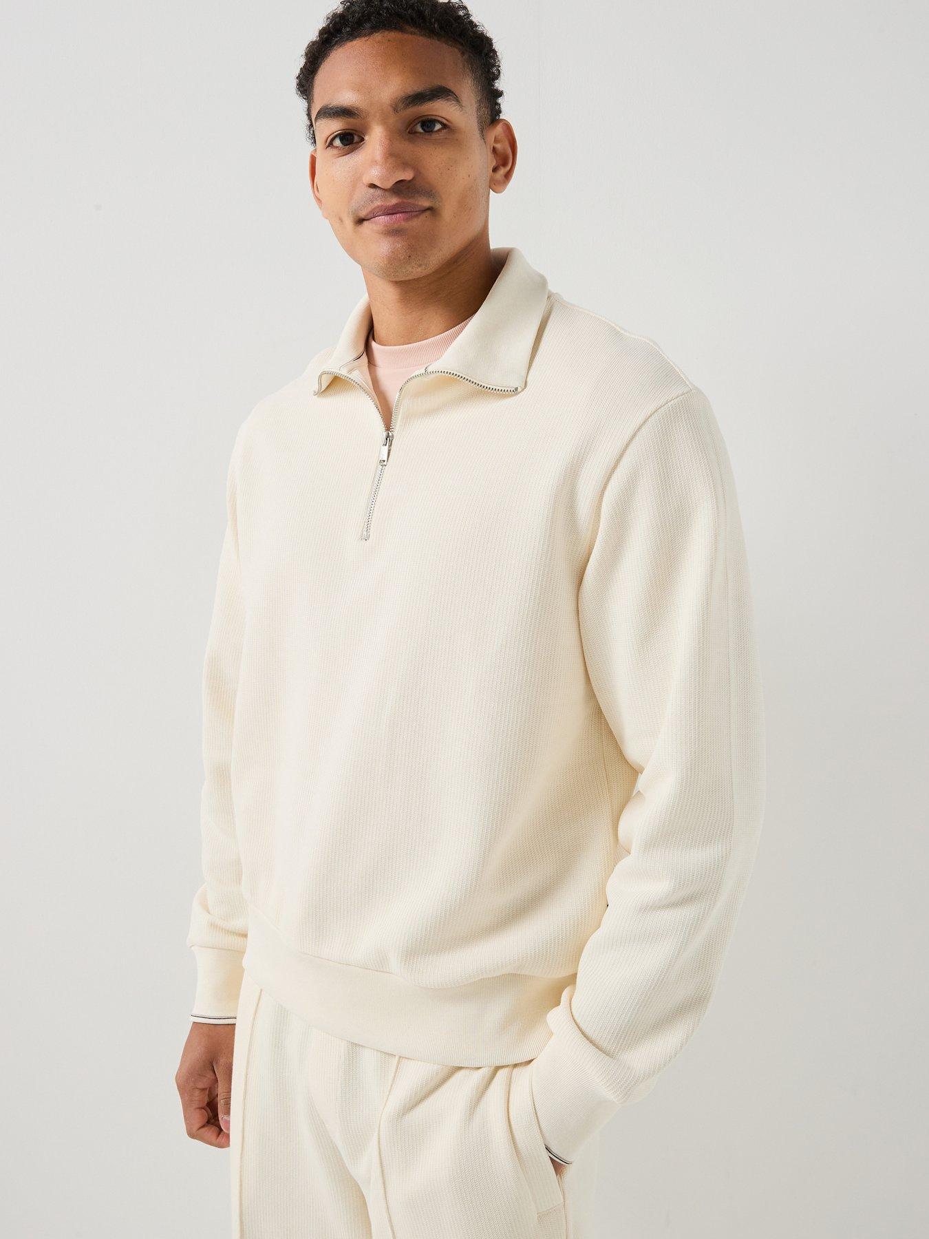 Image 1 of 6 of BOSS C-Seidler 55 1/4 Zip Sweatshirt - White
