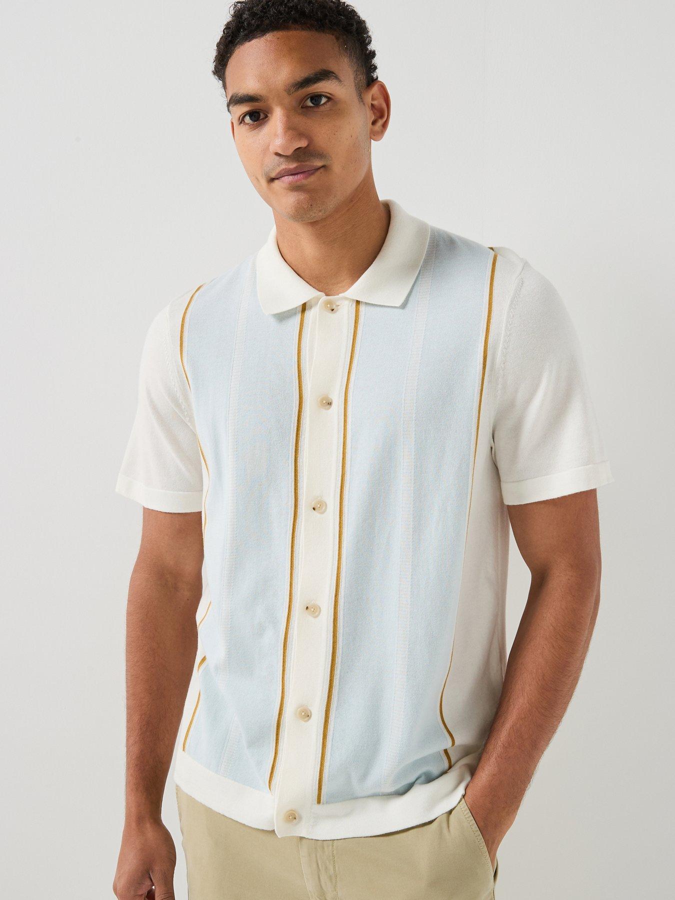 Image 1 of 6 of BOSS C-Lastro Knitted Short Sleeve Shirt - White