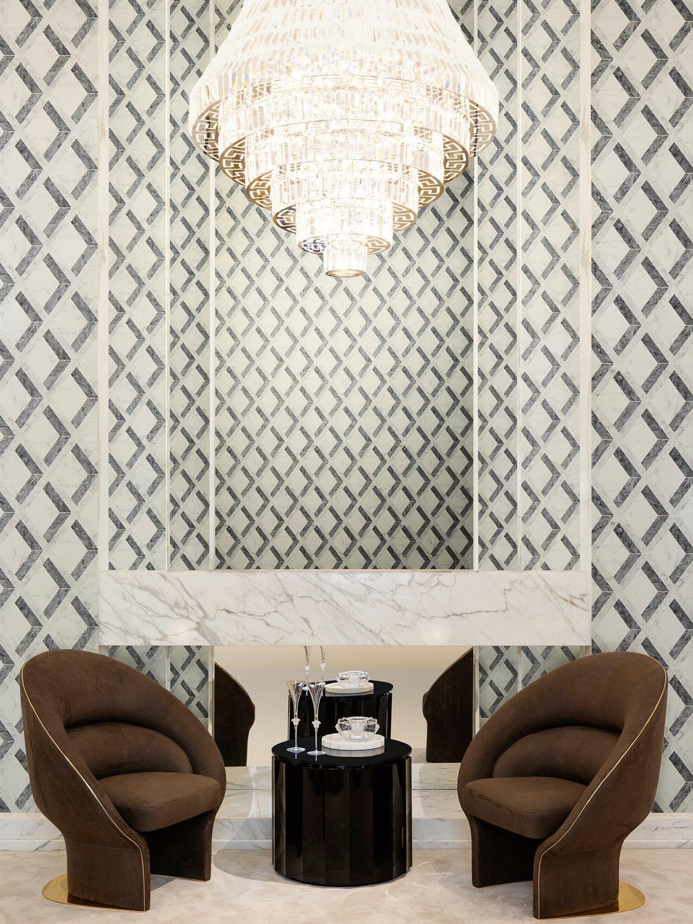 Image 5 of 5 of Versace Versace Lattice Charcoal Grey Cream